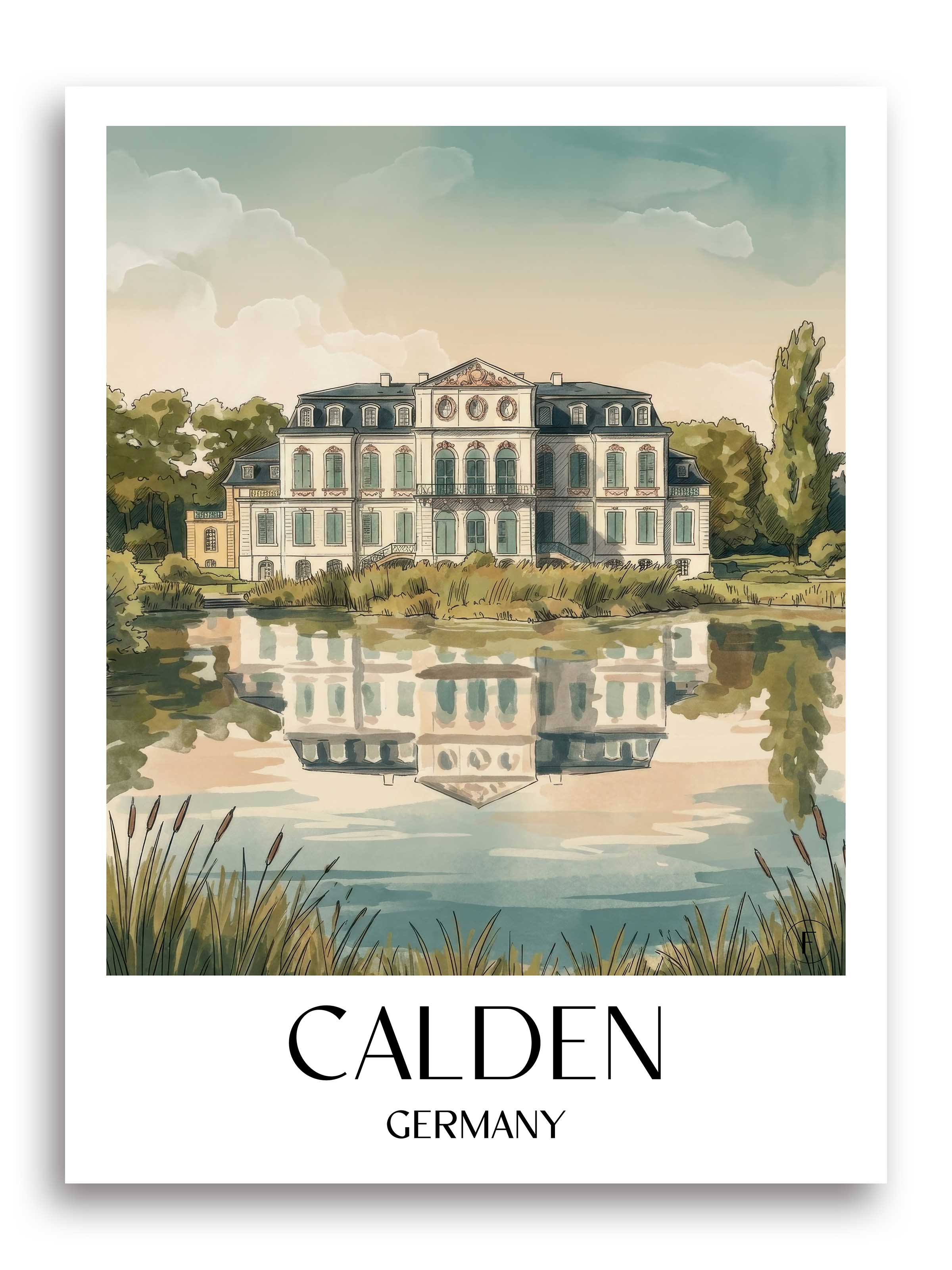 Calden Poster - Hessen - Deutschland Kunstdruck - Aquarell von A4 bis A1 - favplace