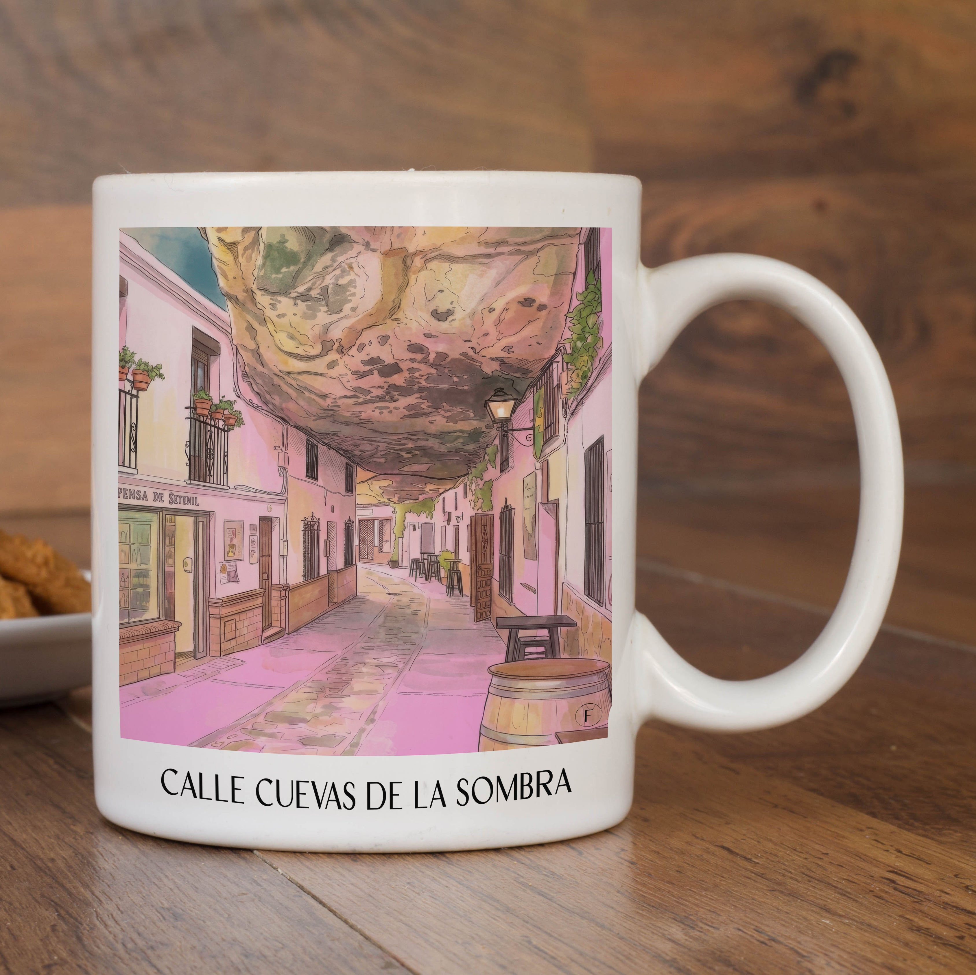 calle-cuevas-de-la-sombra-setenil-de-las-bodegas-spanien-kaffeebecher-aquarell-pink-rosa