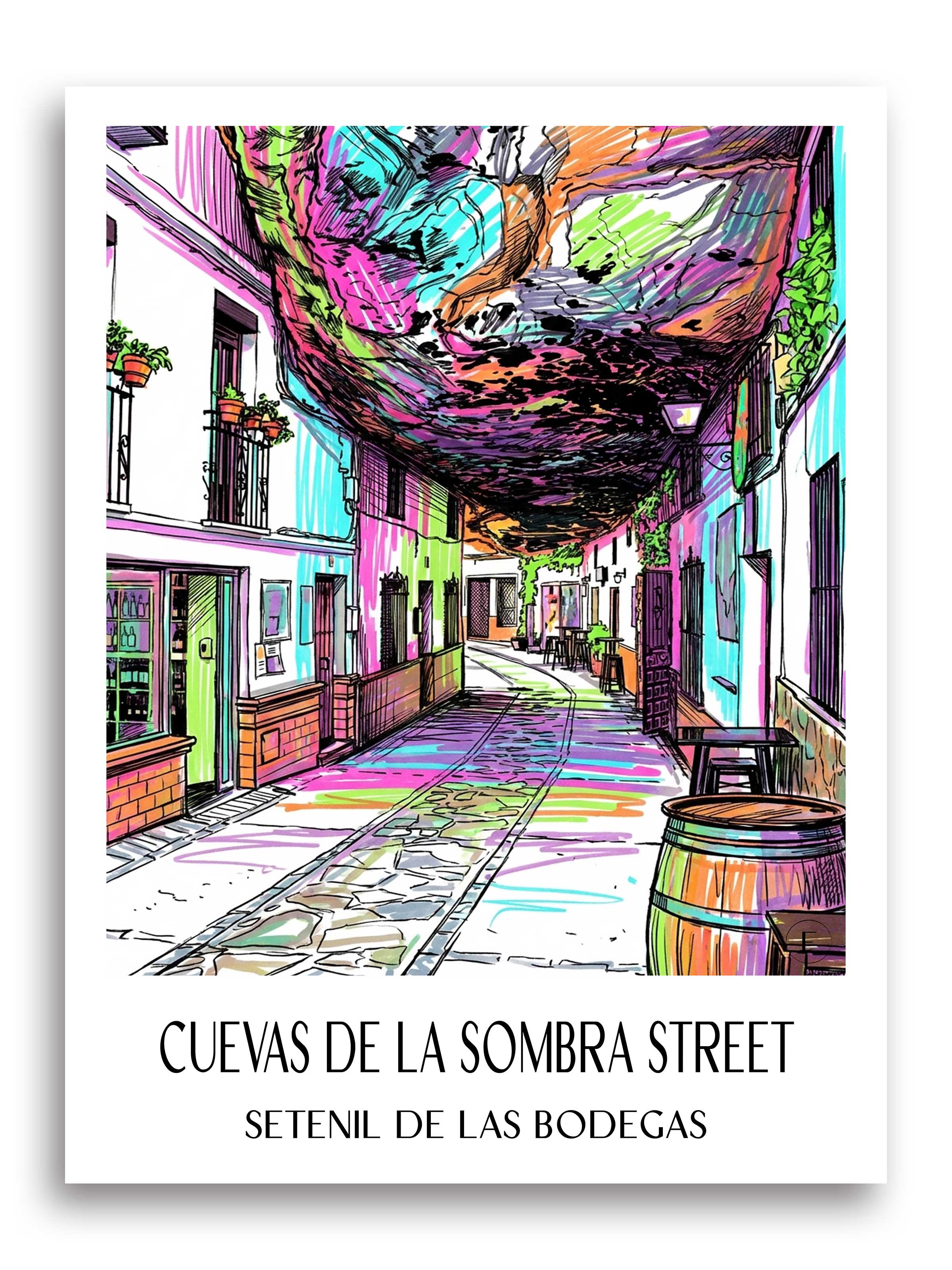 Calle Cuevas de la Sombra Poster - Setenil de las Bodegas - Spanien Kunstdruck - Tag Graffiti von A4 bis A1 - favplace