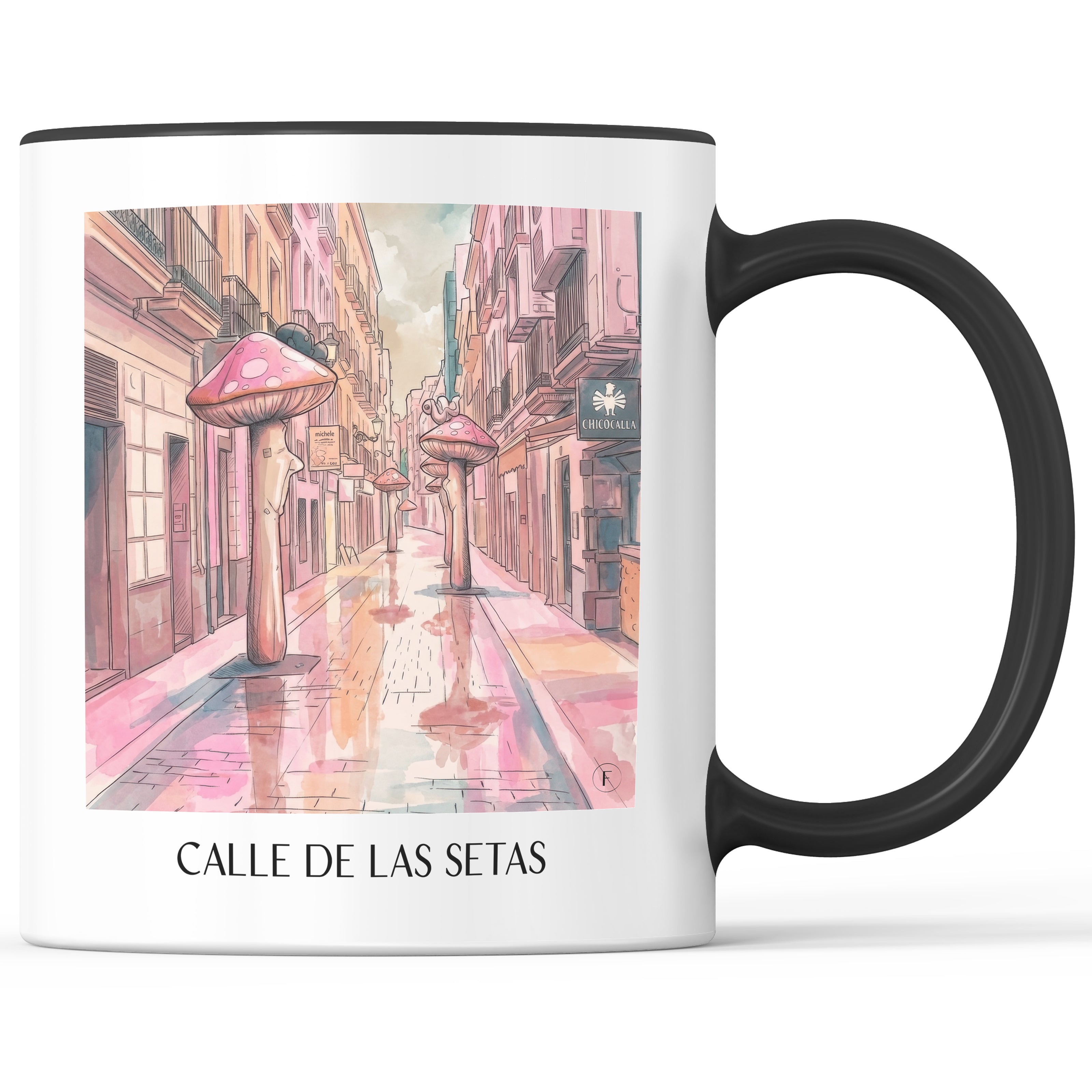 calle-de-las-setas-alicante-spanien-kaffeebecher-aquarell-pink-rosa