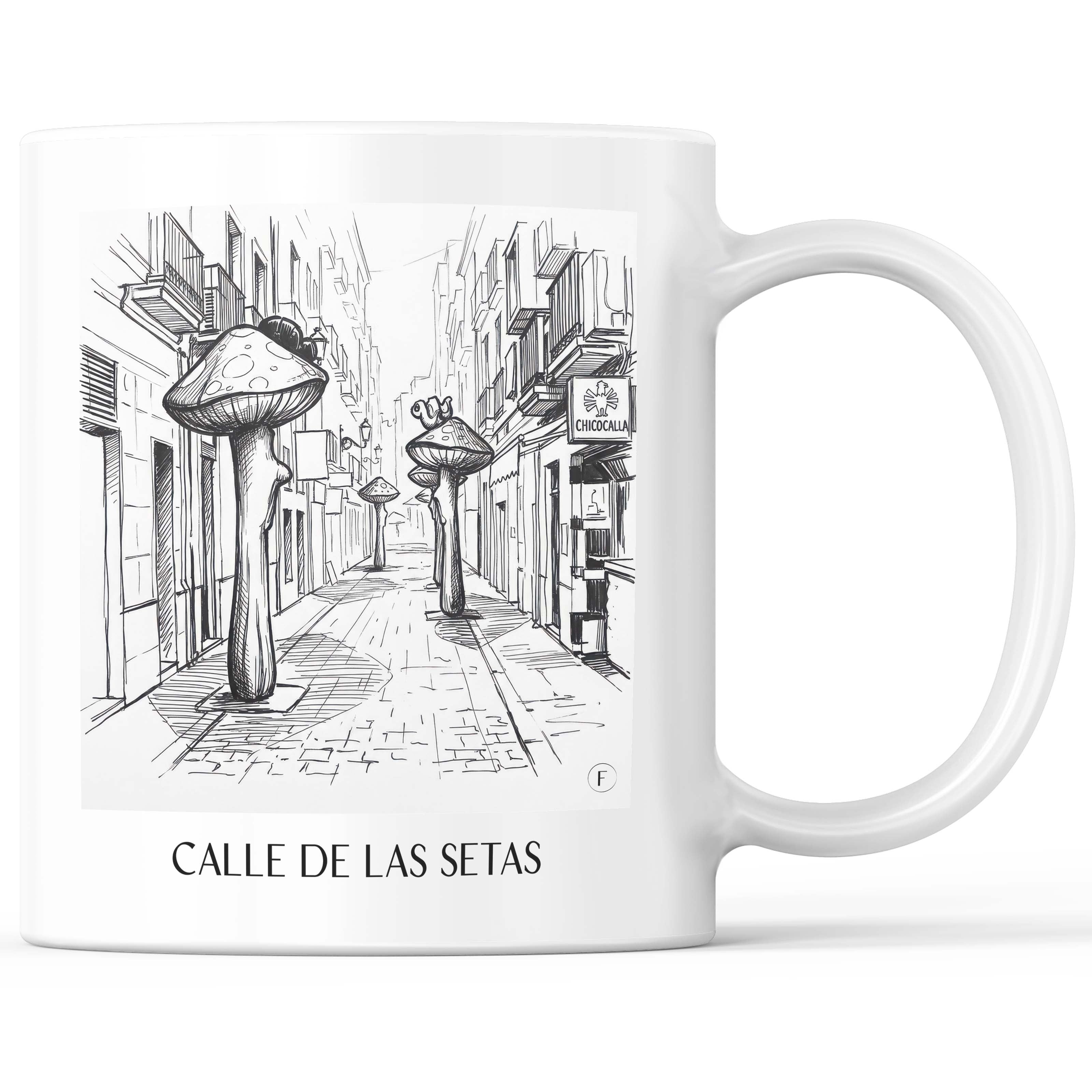 Calle de las Setas Kaffeebecher - Alicante - Spanien Becher - Kaffeetasse im Skizze Stil - favplace