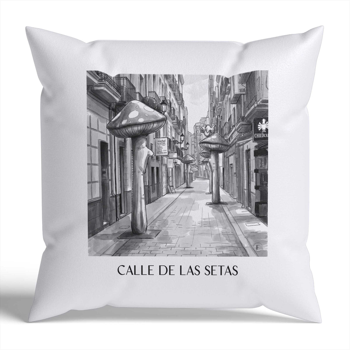 calle-de-las-setas-alicante-spanien-kissenbezug-aquarell-schwarz-weiss