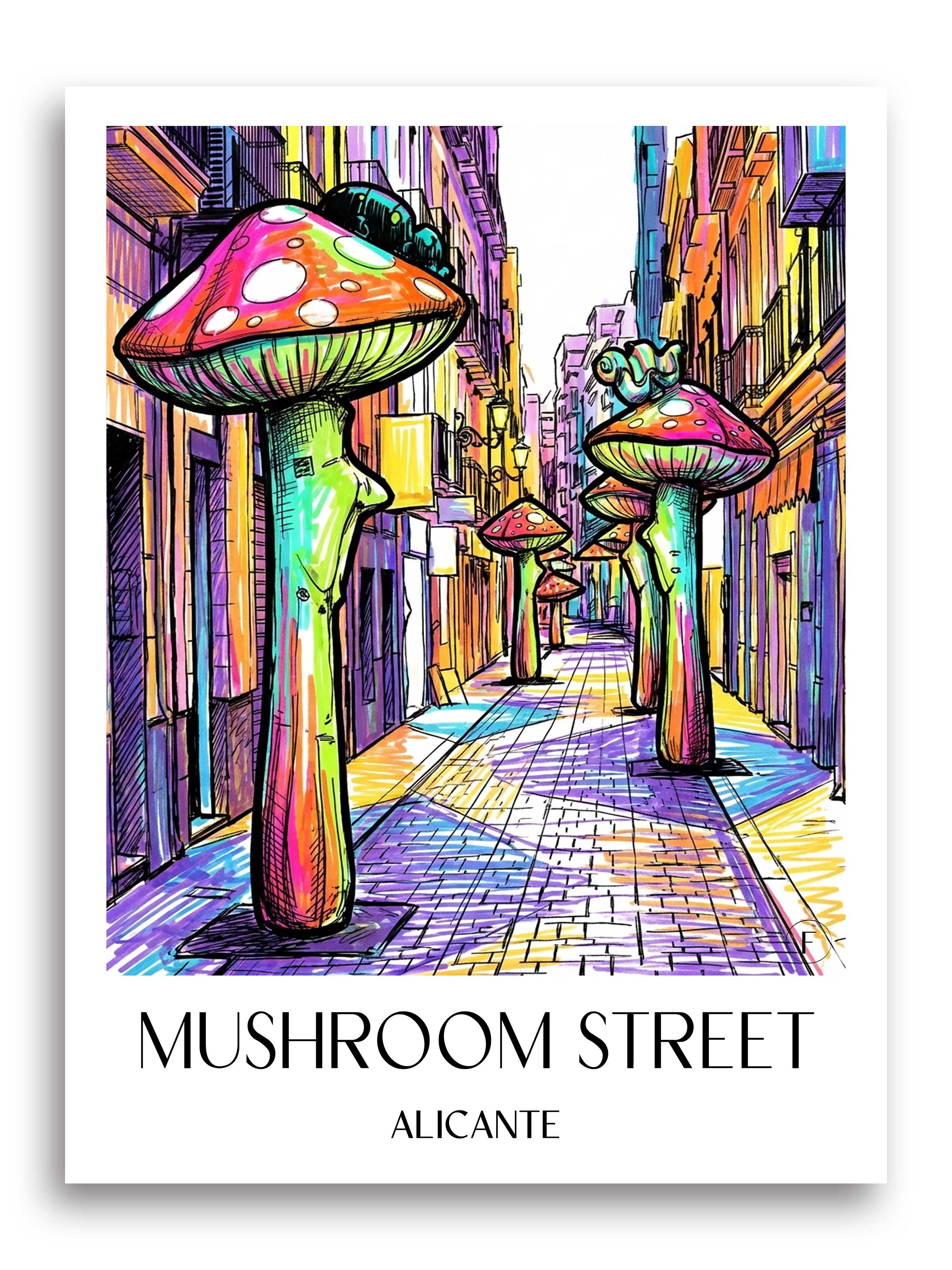 Calle de las Setas Poster - Alicante - Spanien Kunstdruck - Tag Graffiti von A4 bis A1 - favplace