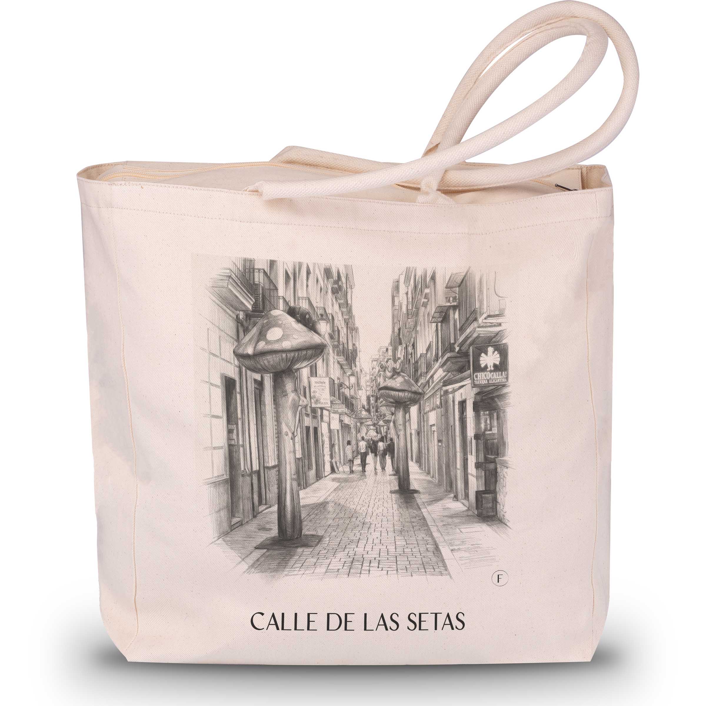 Calle de las Setas Shopping Tasche - Alicante - Spanien Tote Bag - Einkaufstasche im Zeichnung Stil