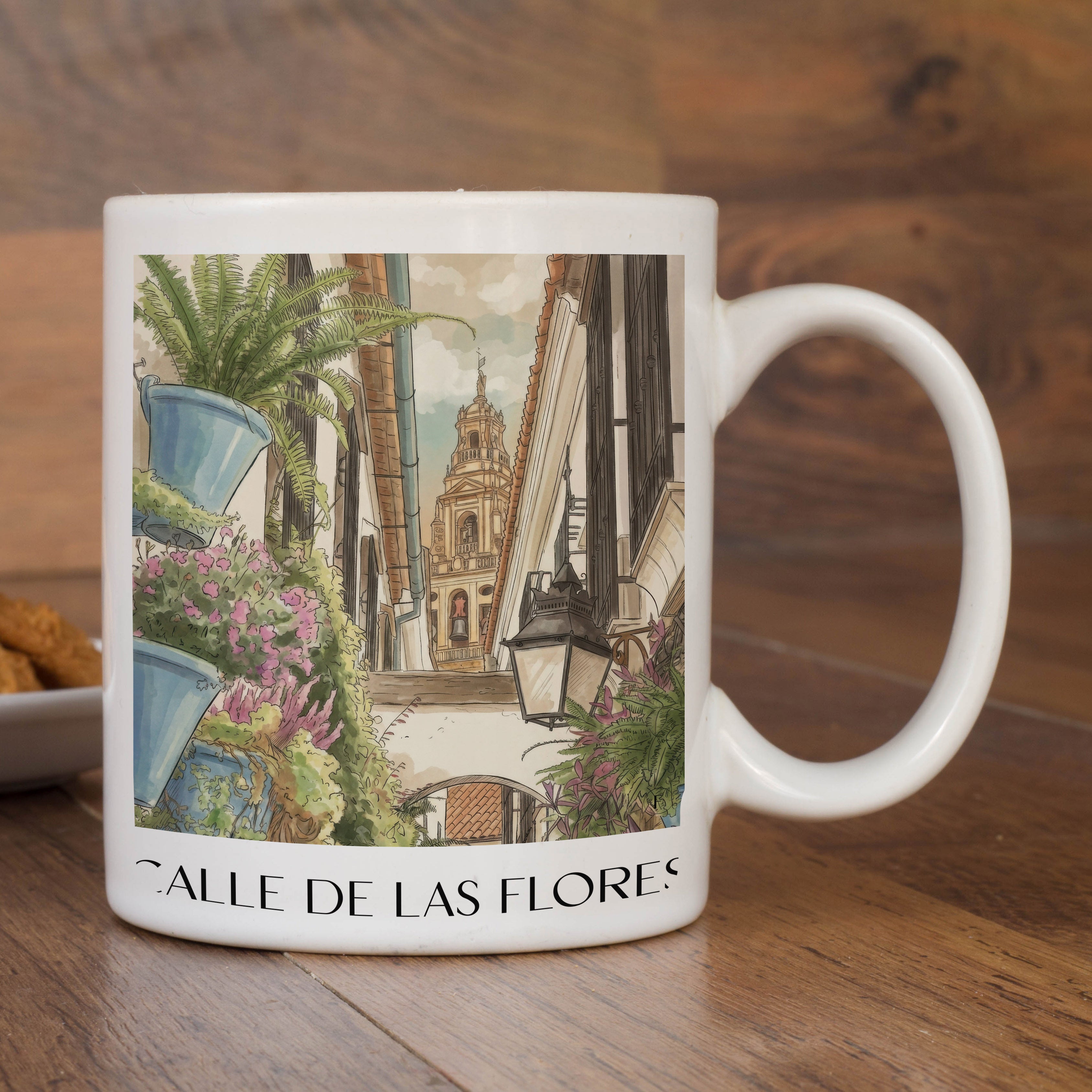 calle-de-las-flores-córdoba-spanien-kaffeebecher-aquarell
