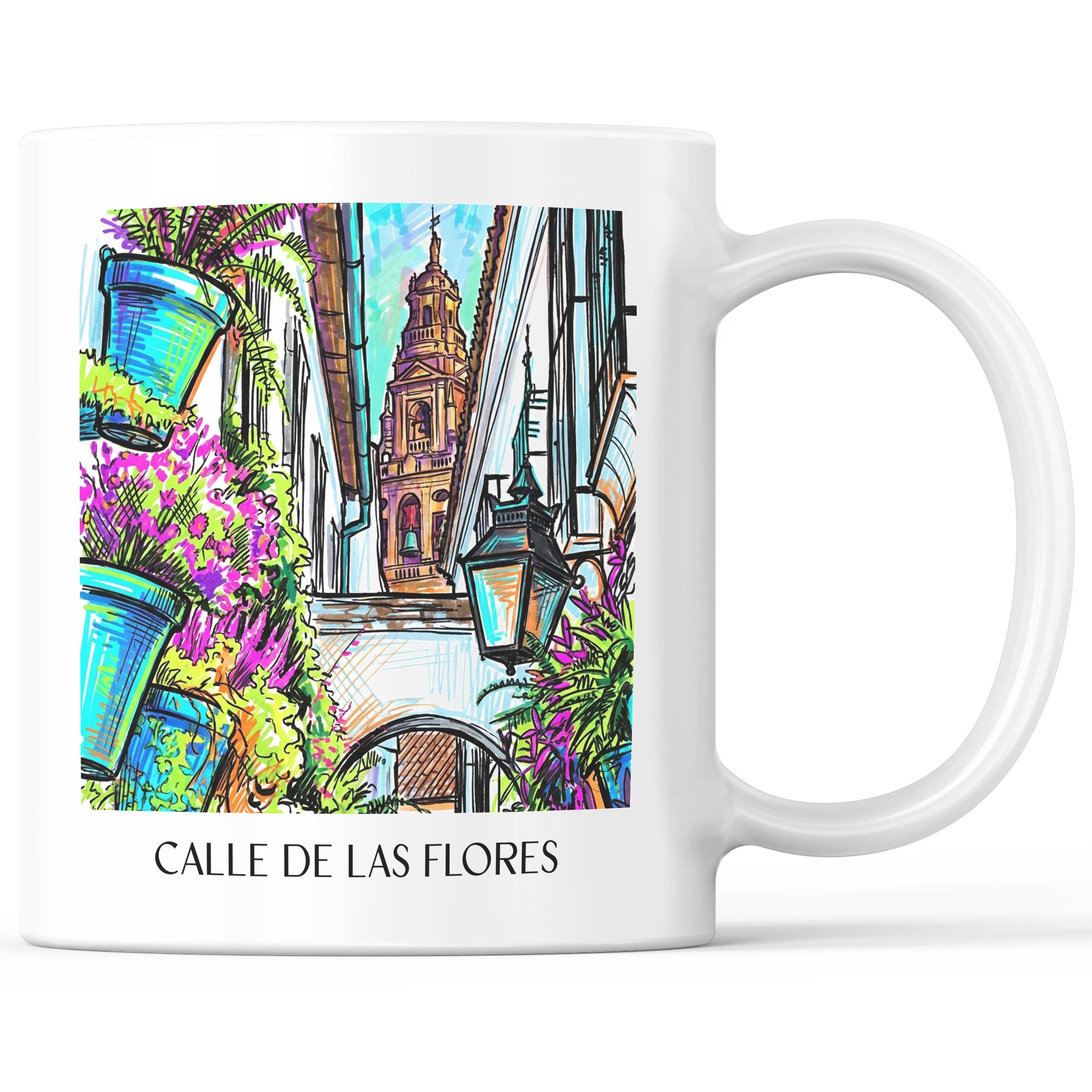 Calle de las flores Kaffeebecher - Córdoba - Spanien Becher - Kaffeetasse im Tag Graffiti Stil - favplace