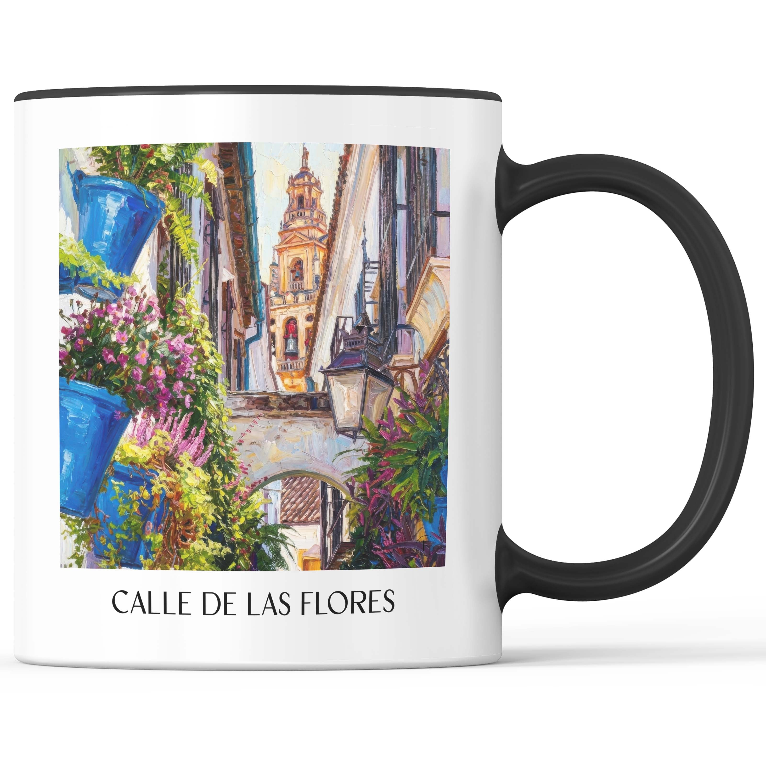 calle-de-las-flores-córdoba-spanien-kaffeebecher-oil-painting-oelgemaelde