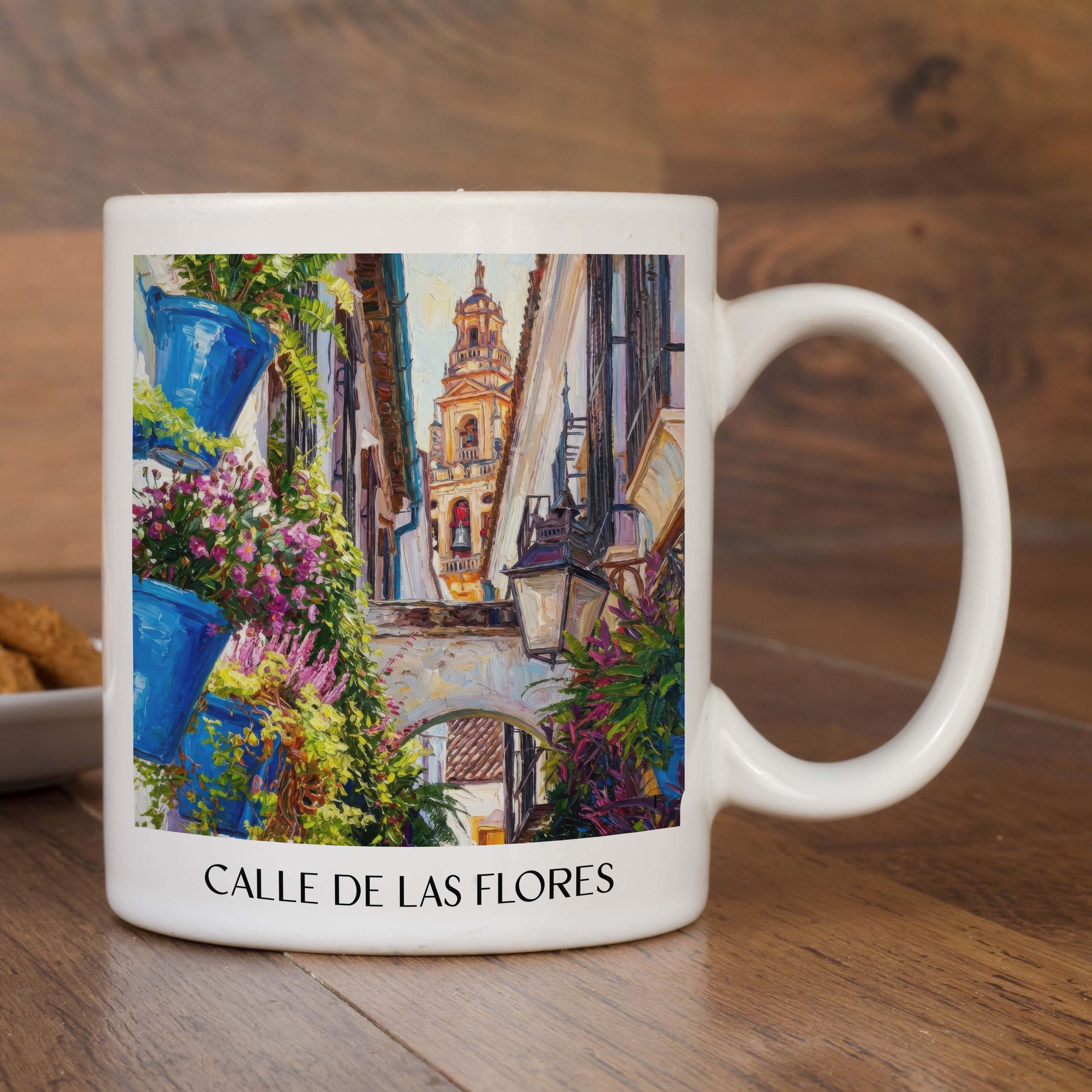 calle-de-las-flores-córdoba-spanien-kaffeebecher-oil-painting-oelgemaelde