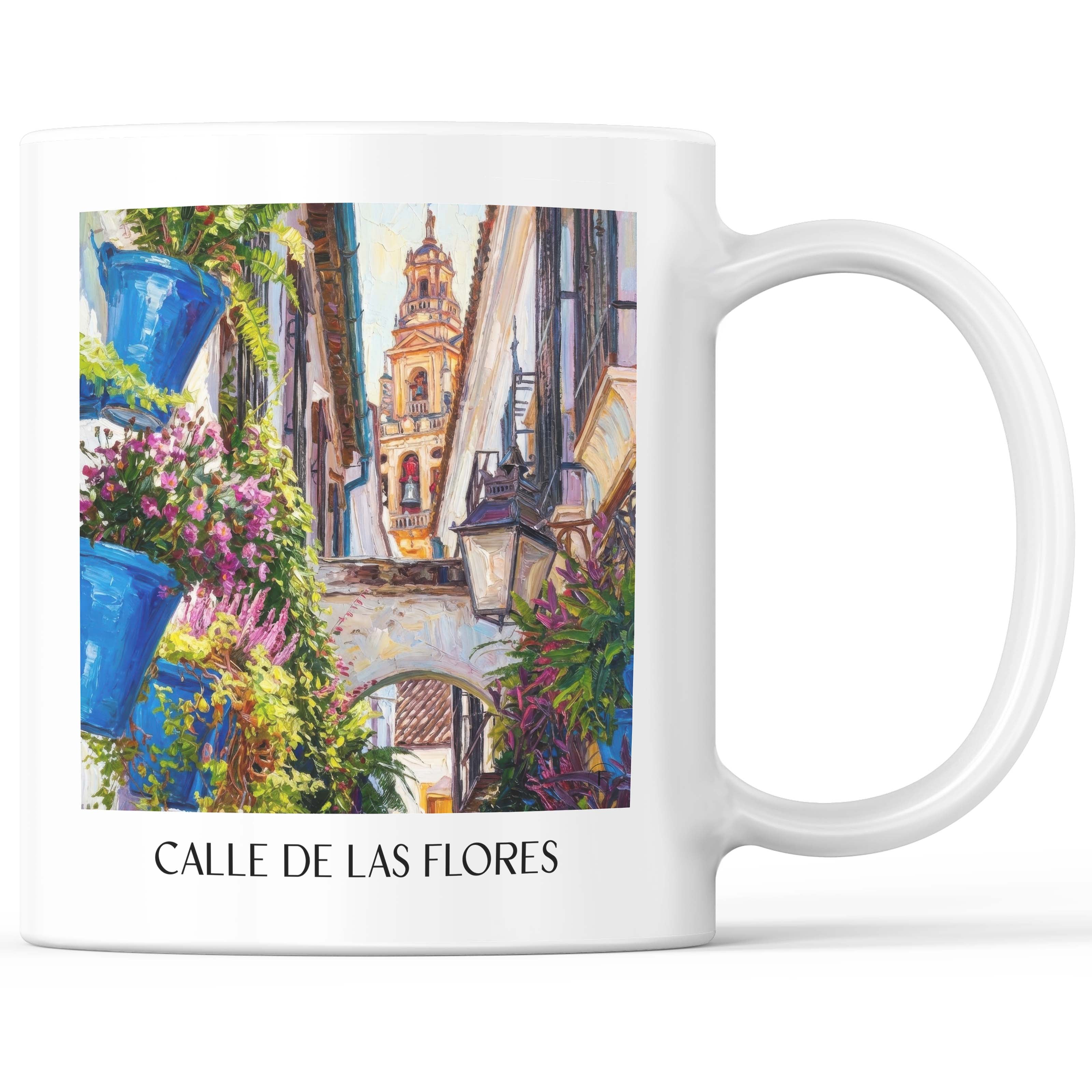 Calle de las flores Kaffeebecher - Córdoba - Spanien Becher - Kaffeetasse im Ölgemälde Stil - favplace