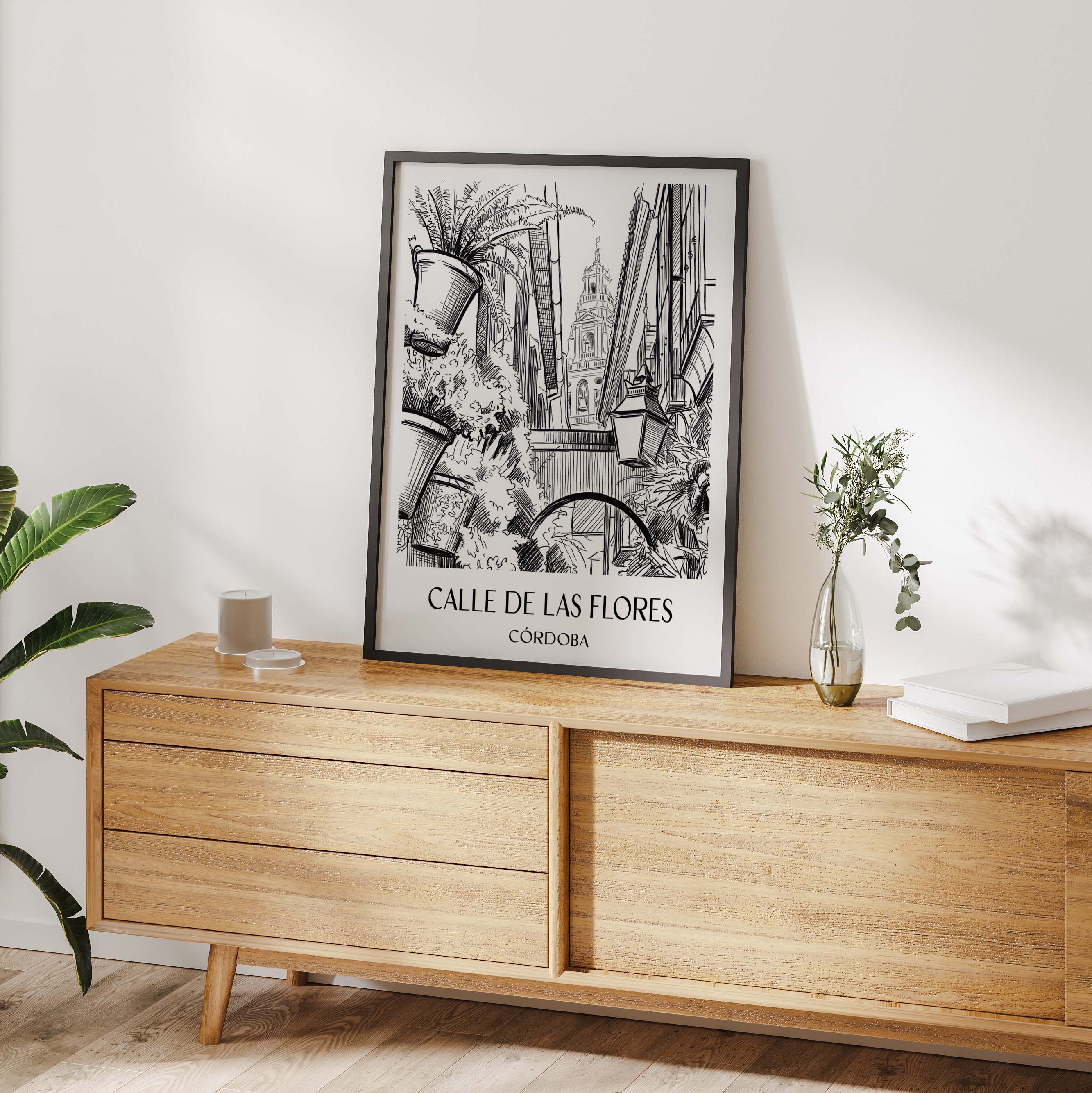 calle-de-las-flores-córdoba-spanien-poster-skizze