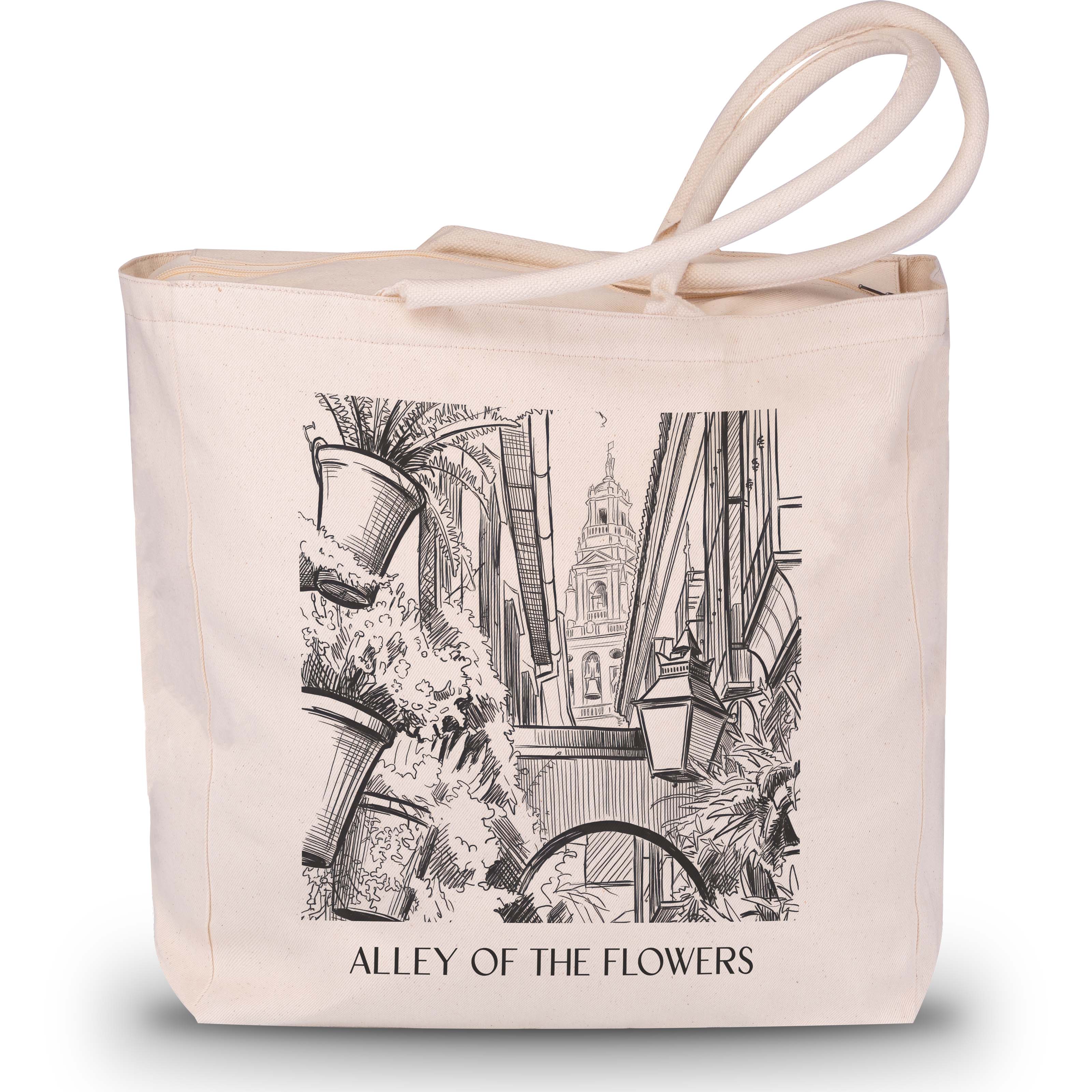 Calle de las flores Shopping Tasche - Córdoba - Spanien Tote Bag - Einkaufstasche im Skizze Stil - favplace