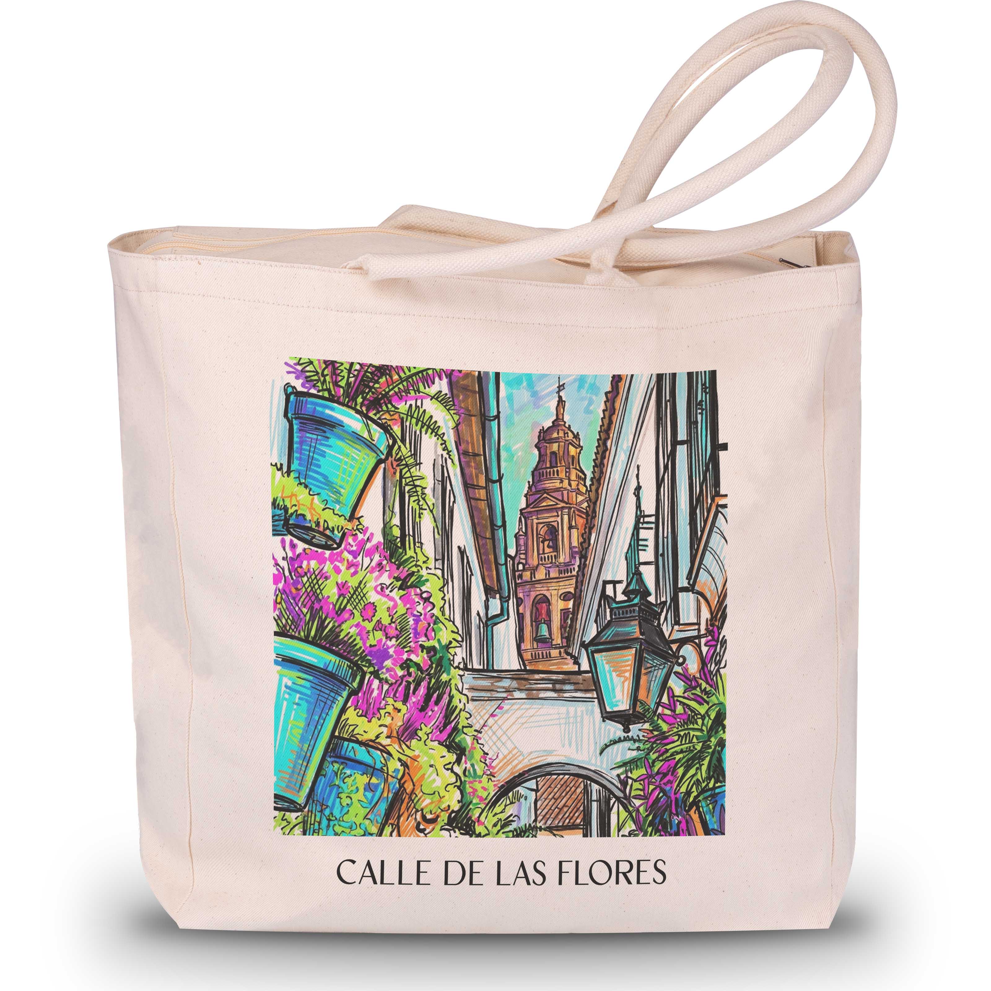 calle-de-las-flores-córdoba-spanien-einkaufstasche-graffiti