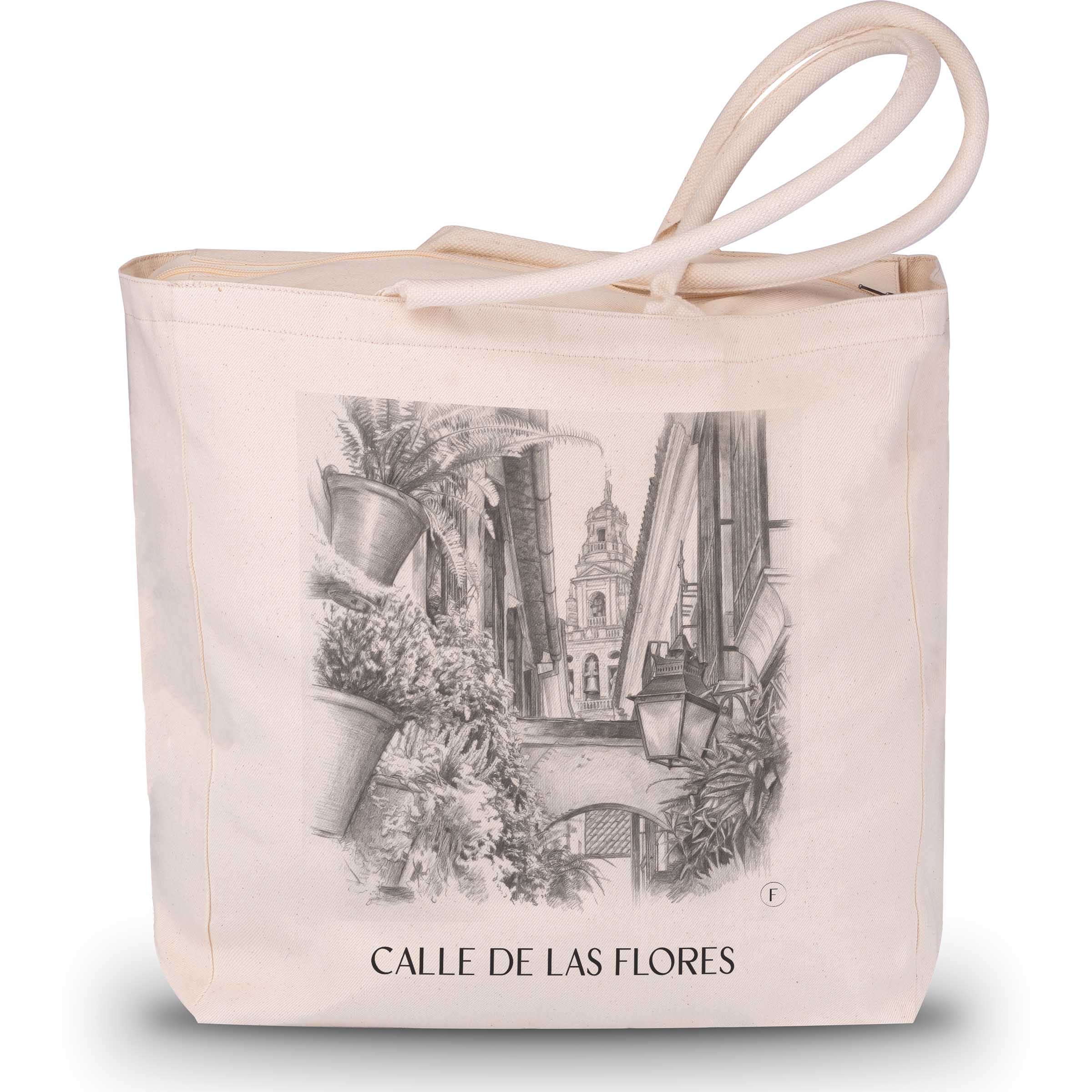 calle-de-las-flores-córdoba-spanien-einkaufstasche-bleistift-zeichnung-drawing