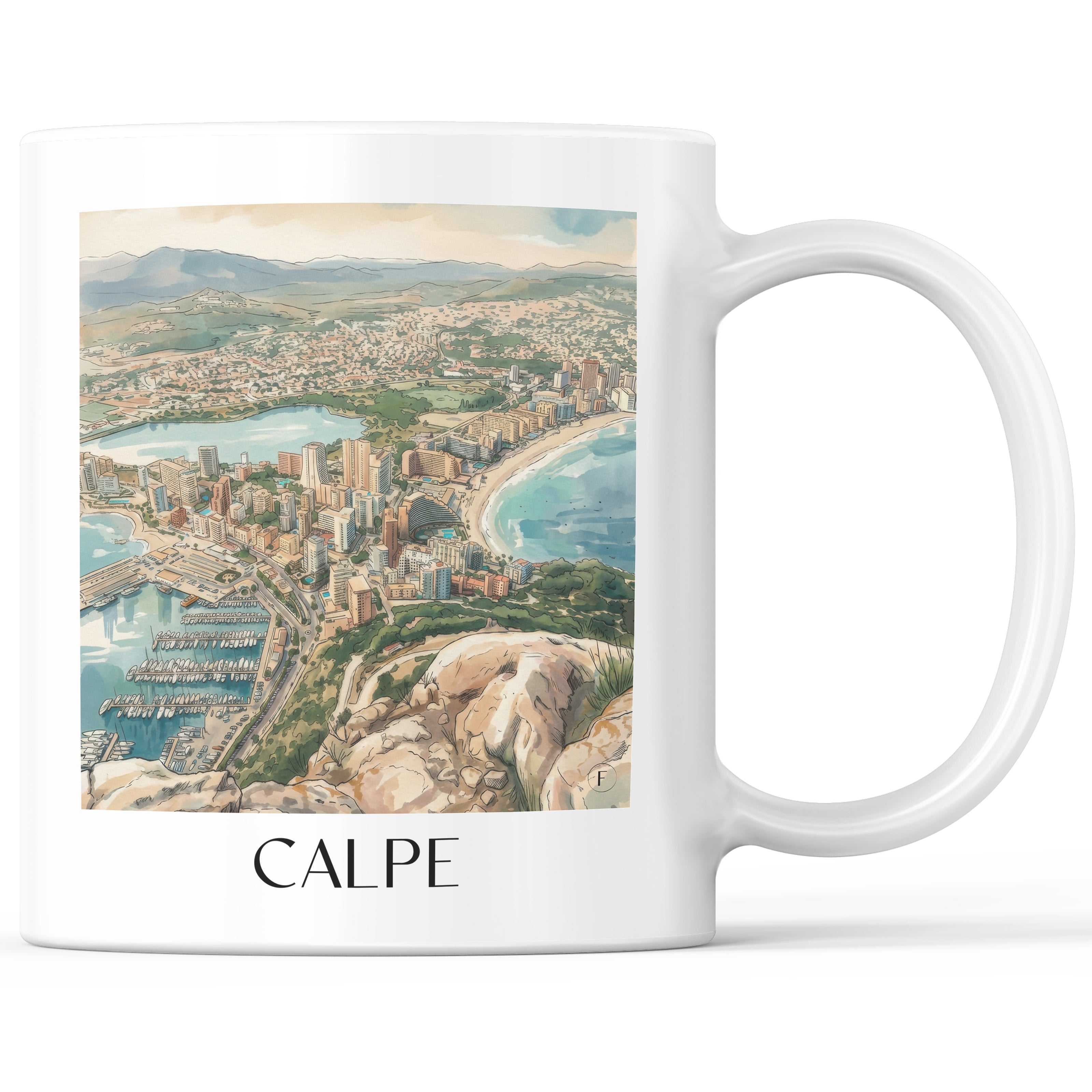 Calpe Kaffeebecher - Spanien - Spanien Becher - Kaffeetasse im Aquarell Stil - favplace