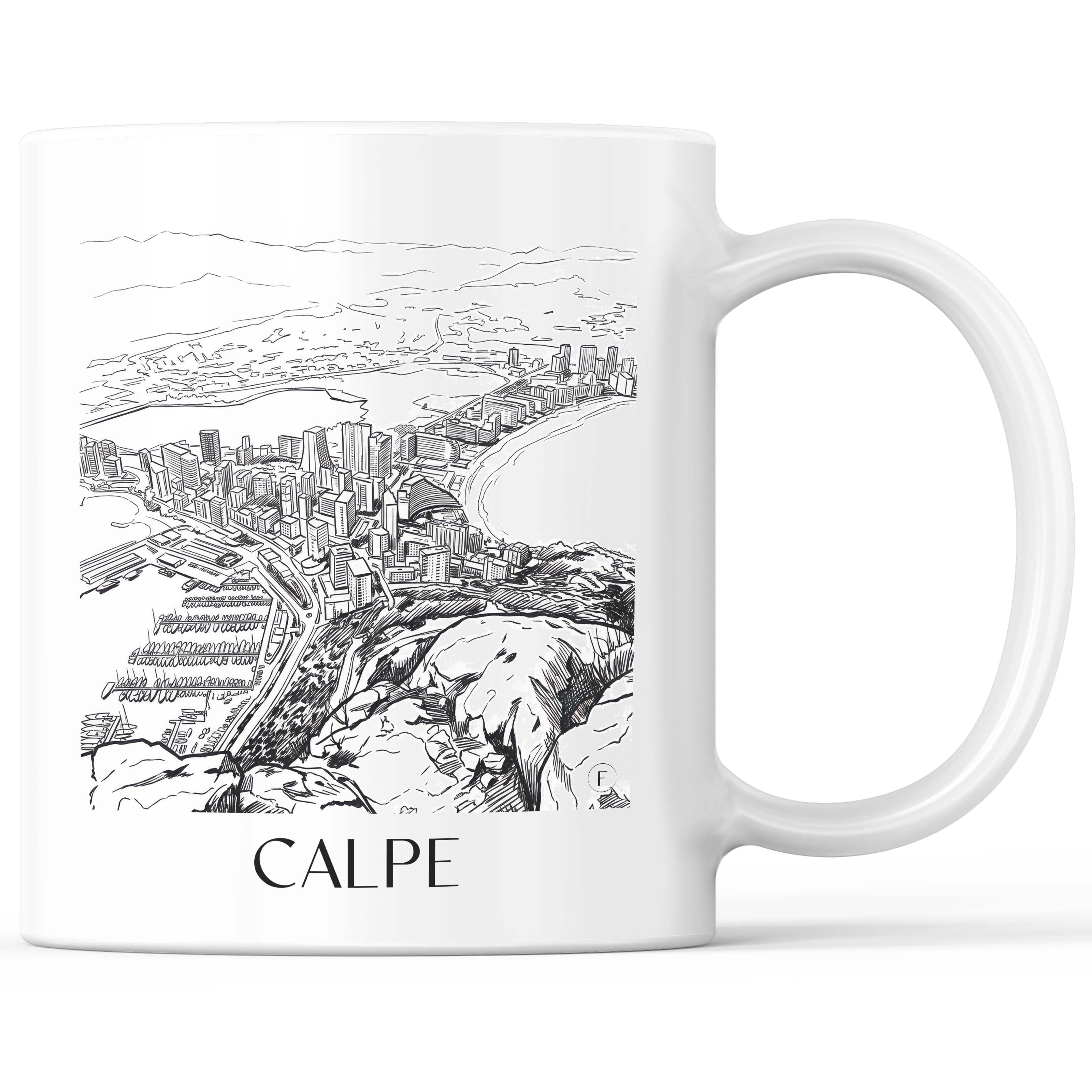 Calpe Kaffeebecher - Spanien - Spanien und Spanien Becher - Kaffeetasse im Skizze Stil - favplace