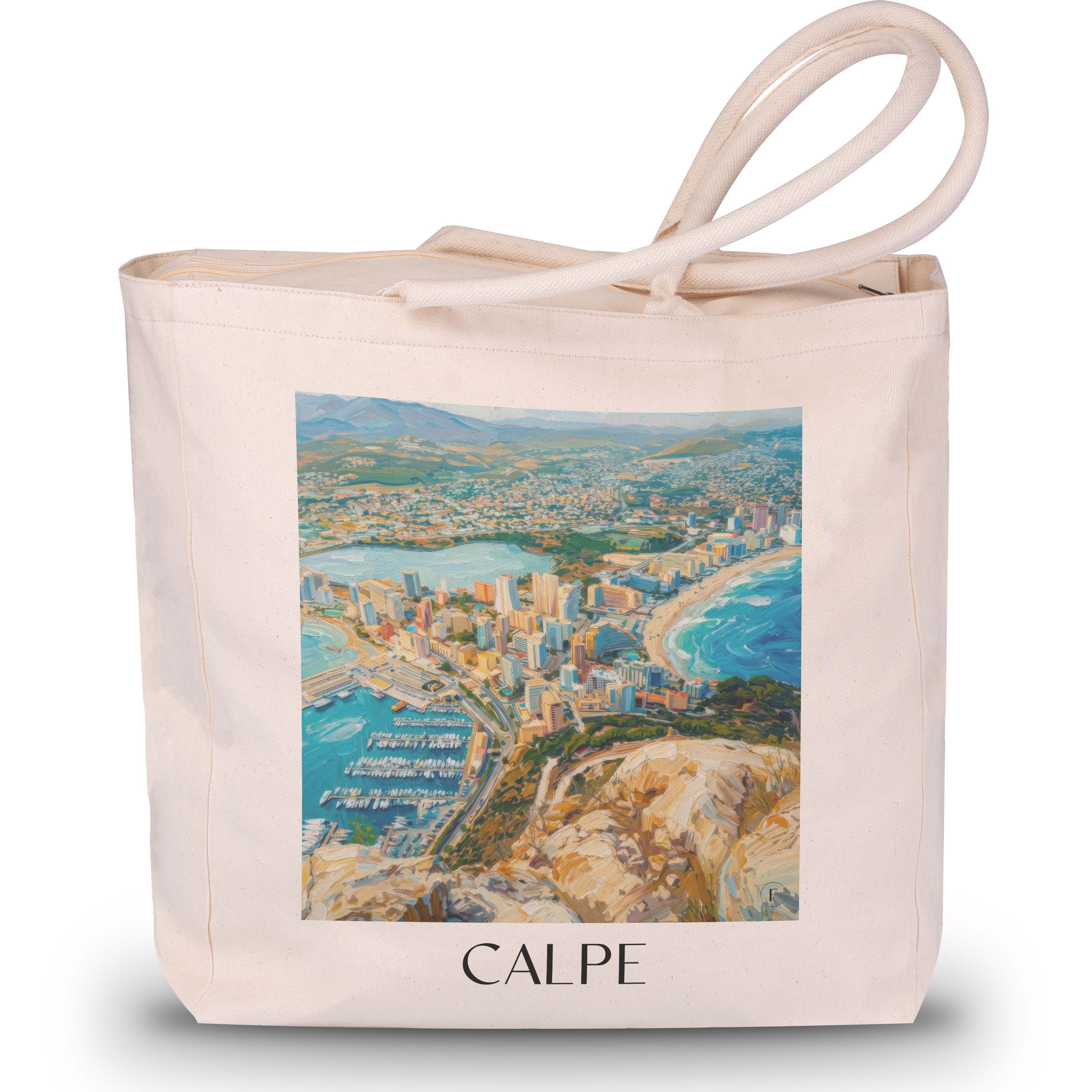 Calpe Shopping Tasche - Spanien - Spanien Tote Bag - Einkaufstasche im Ölgemälde Stil - favplace