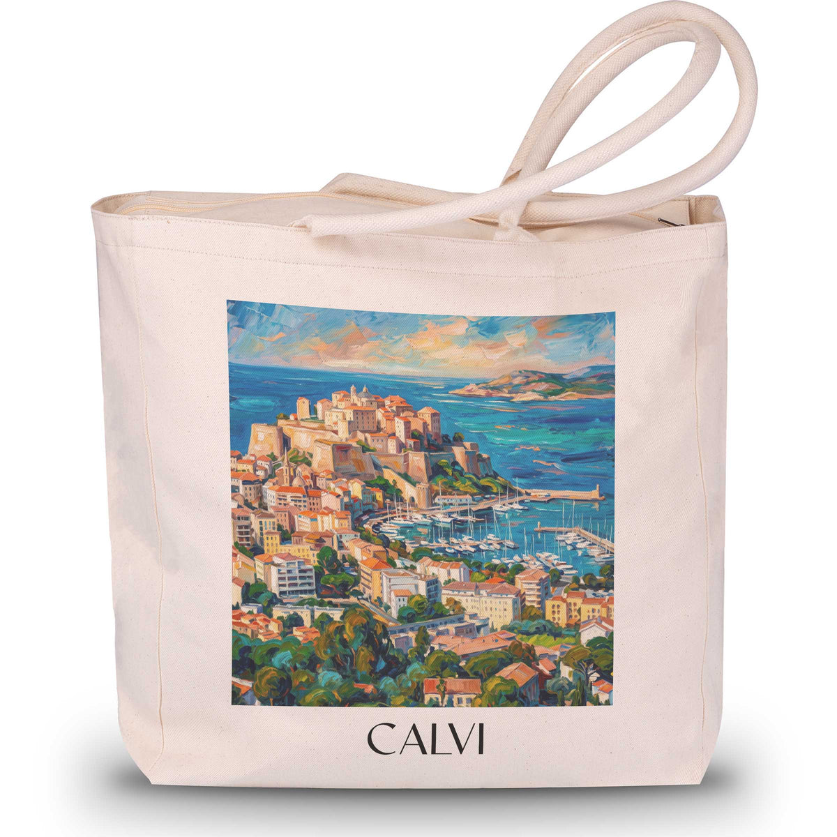Calvi Shopping Tasche - Balagne - Frankreich Tote Bag - Einkaufstasche im Ölgemälde Stil