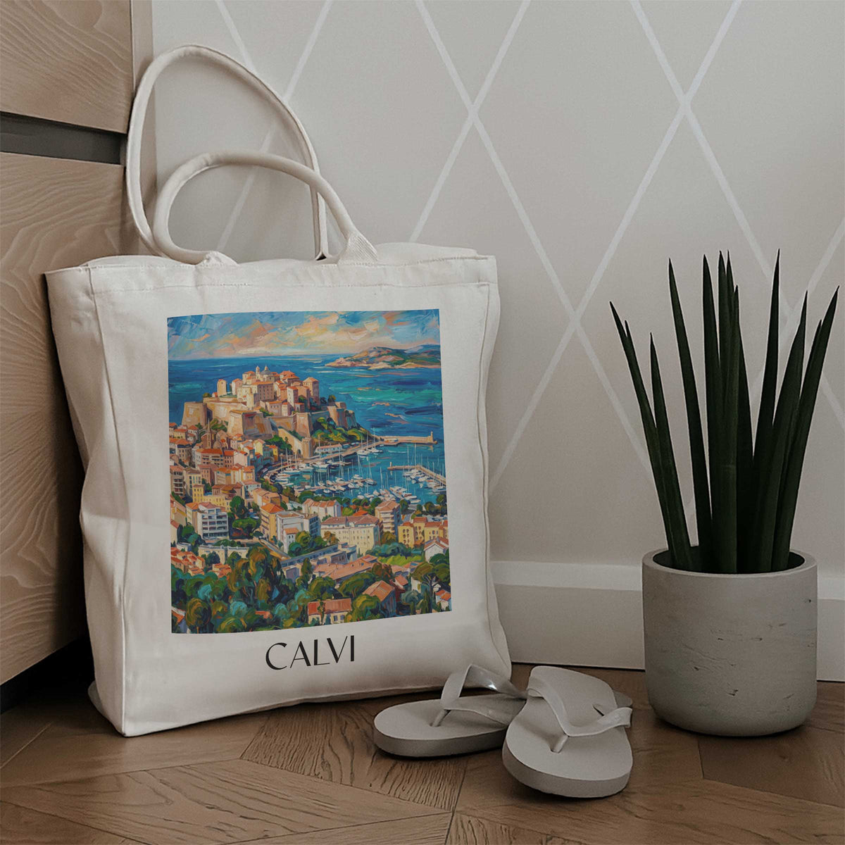calvi-balagne-frankreich-einkaufstasche-oil-painting-oelgemaelde