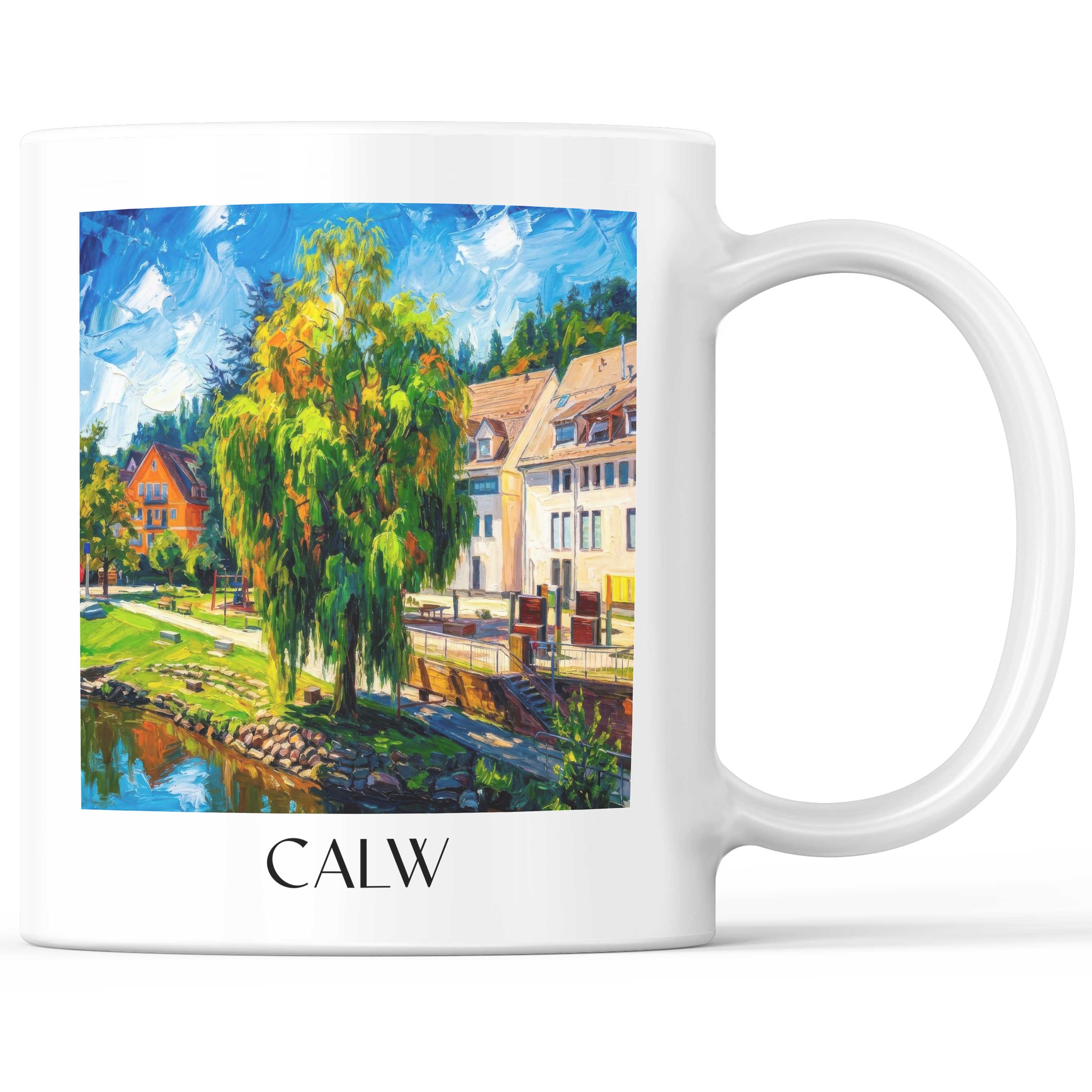 Calw Kaffeebecher - Nordschwarzwald - Deutschland Becher - Kaffeetasse im Ölgemälde Stil - favplace