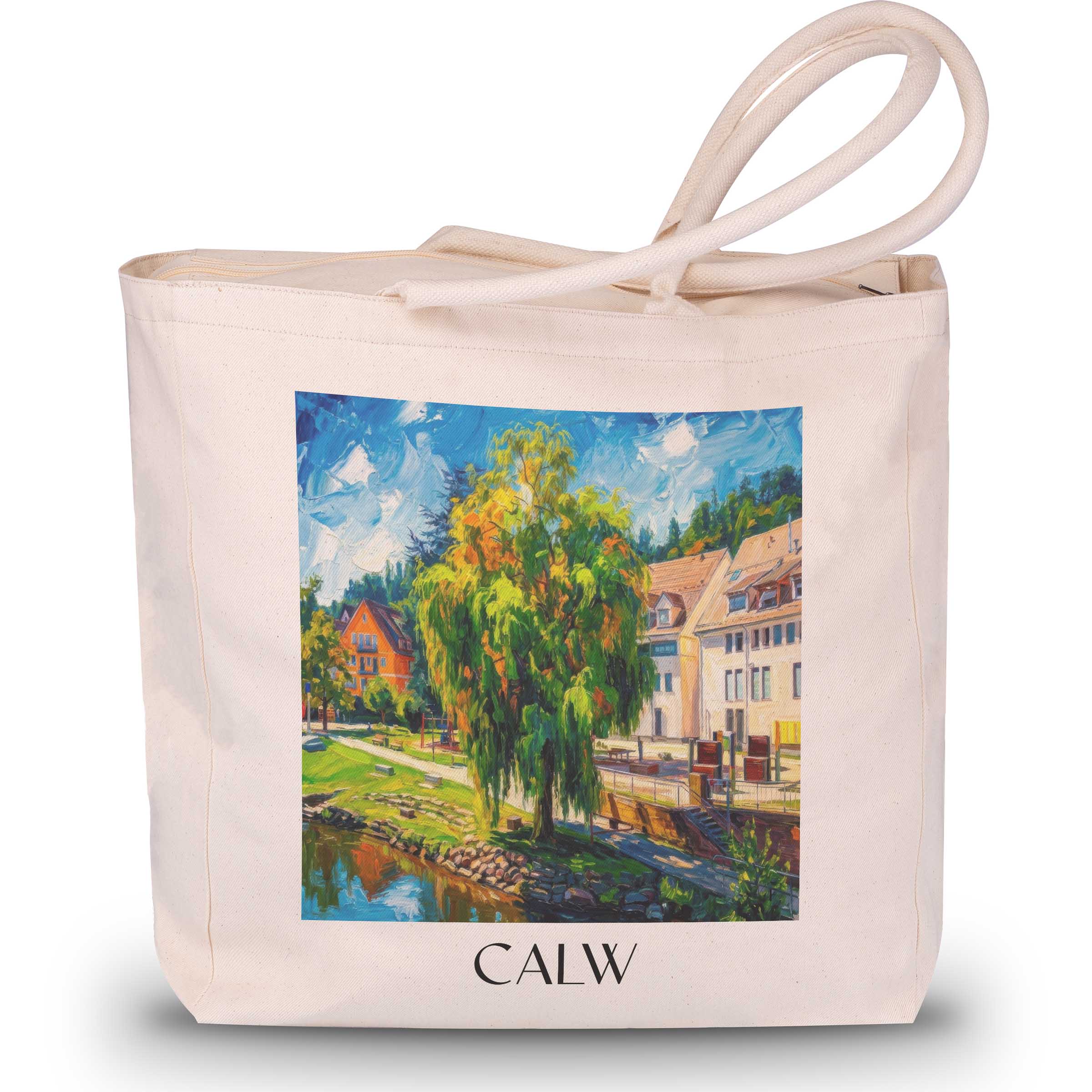 calw-nordschwarzwald-deutschland-einkaufstasche-oil-painting-oelgemaelde