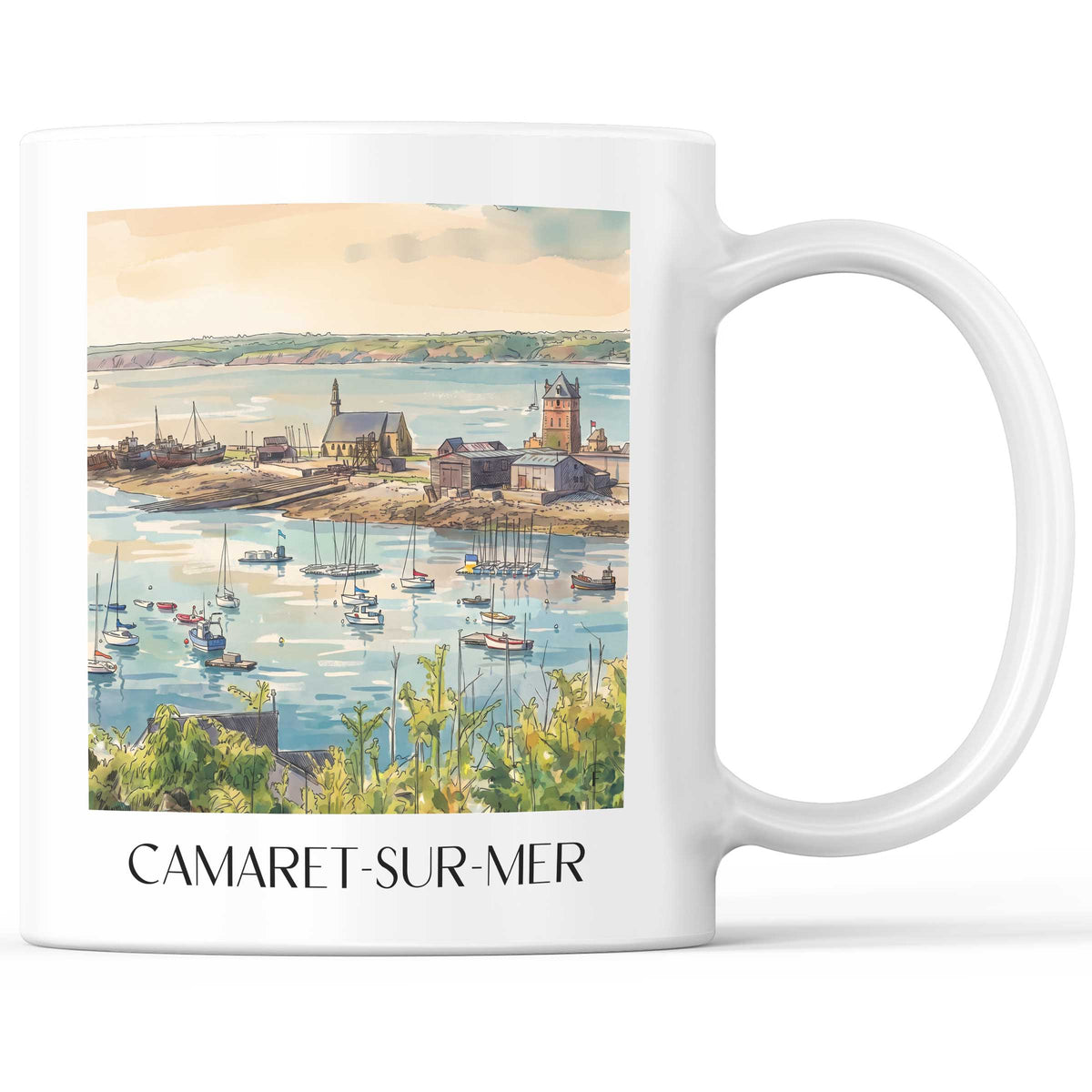Camaret-sur-Mer Kaffeebecher - Presqu'île de Crozon - Frankreich Becher - Kaffeetasse im Aquarell Stil - favplace