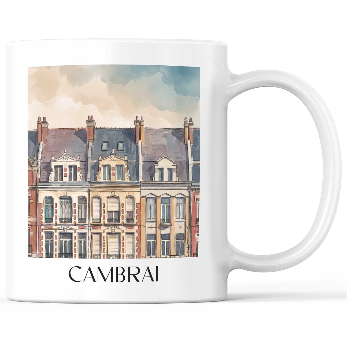 Cambrai Kaffeebecher - Nord - Frankreich Becher - Kaffeetasse im Aquarell Stil - favplace