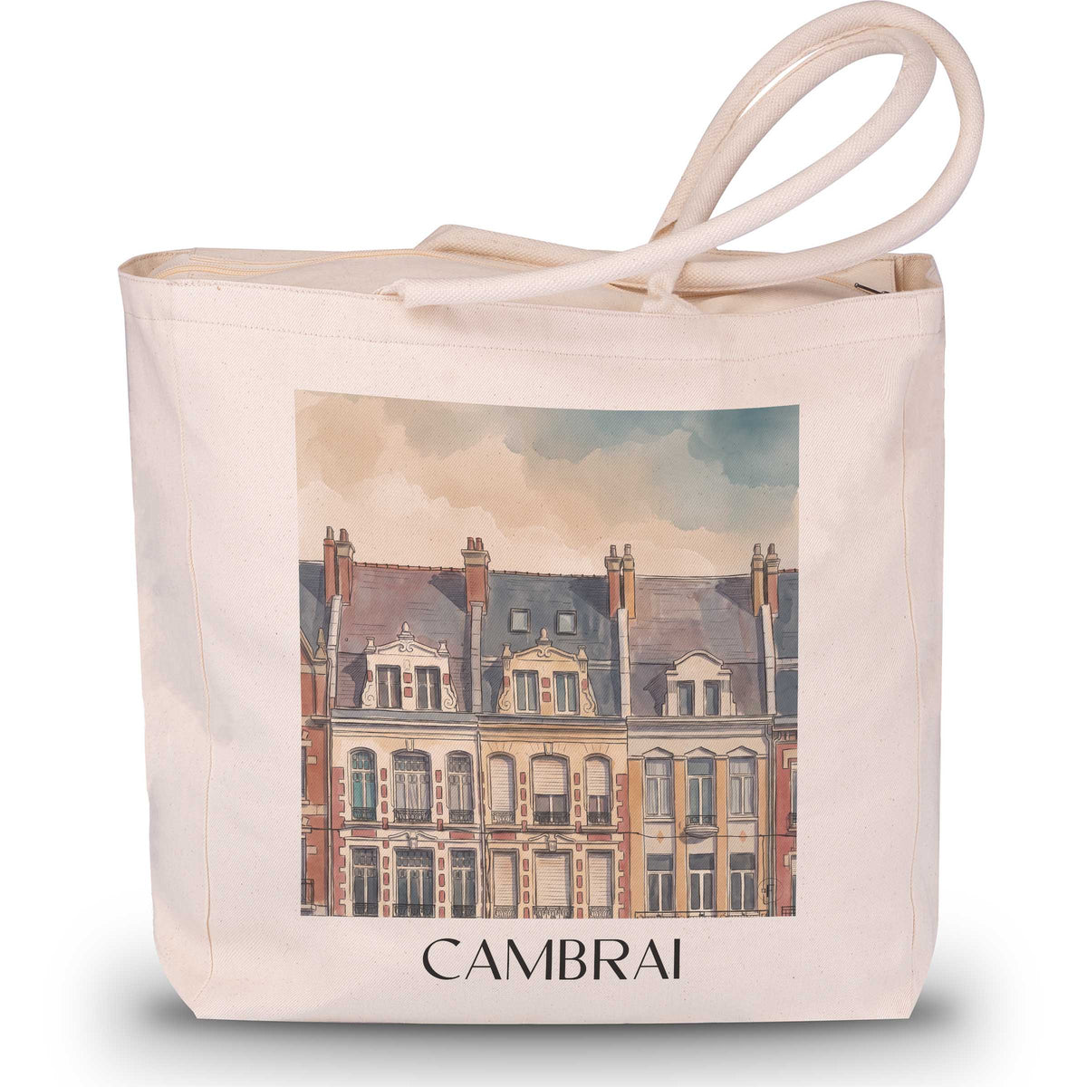 Cambrai Shopping Tasche - Nord - Frankreich Tote Bag - Einkaufstasche im Aquarell Stil - favplace