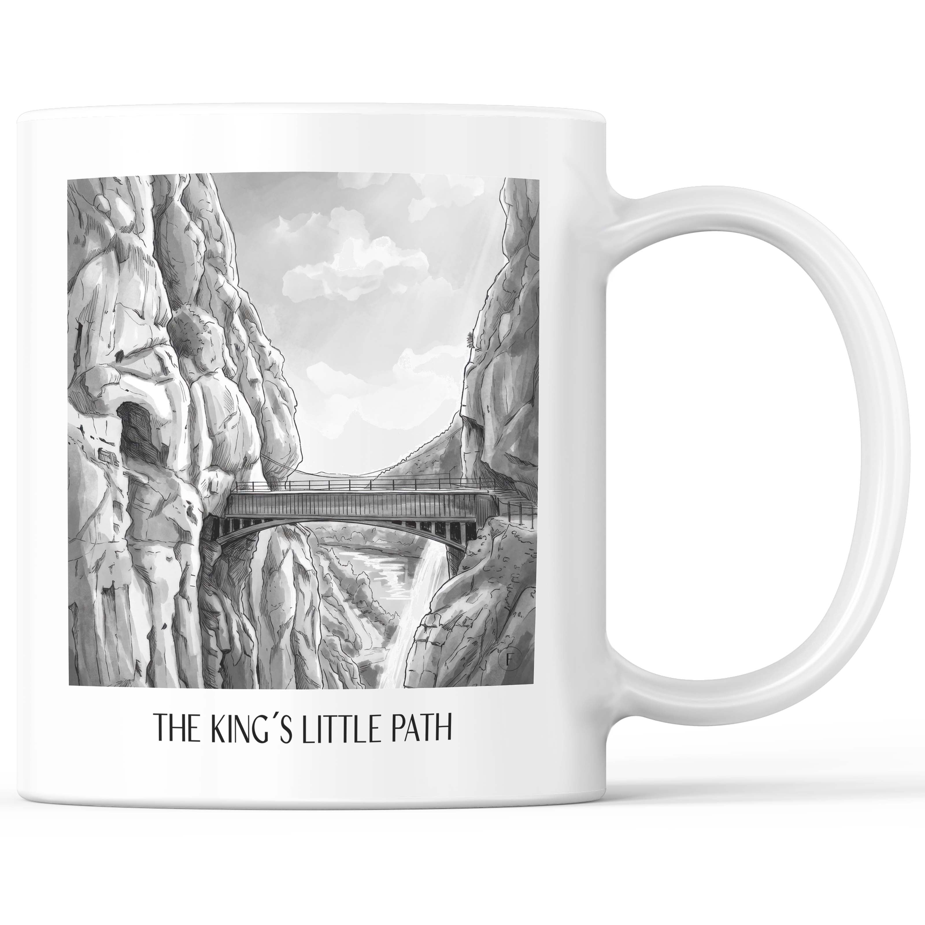 Caminito del Rey Kaffeebecher - Spanien - Spanien Becher - Kaffeetasse im Aquarell Schwarz-Weiß Stil - favplace