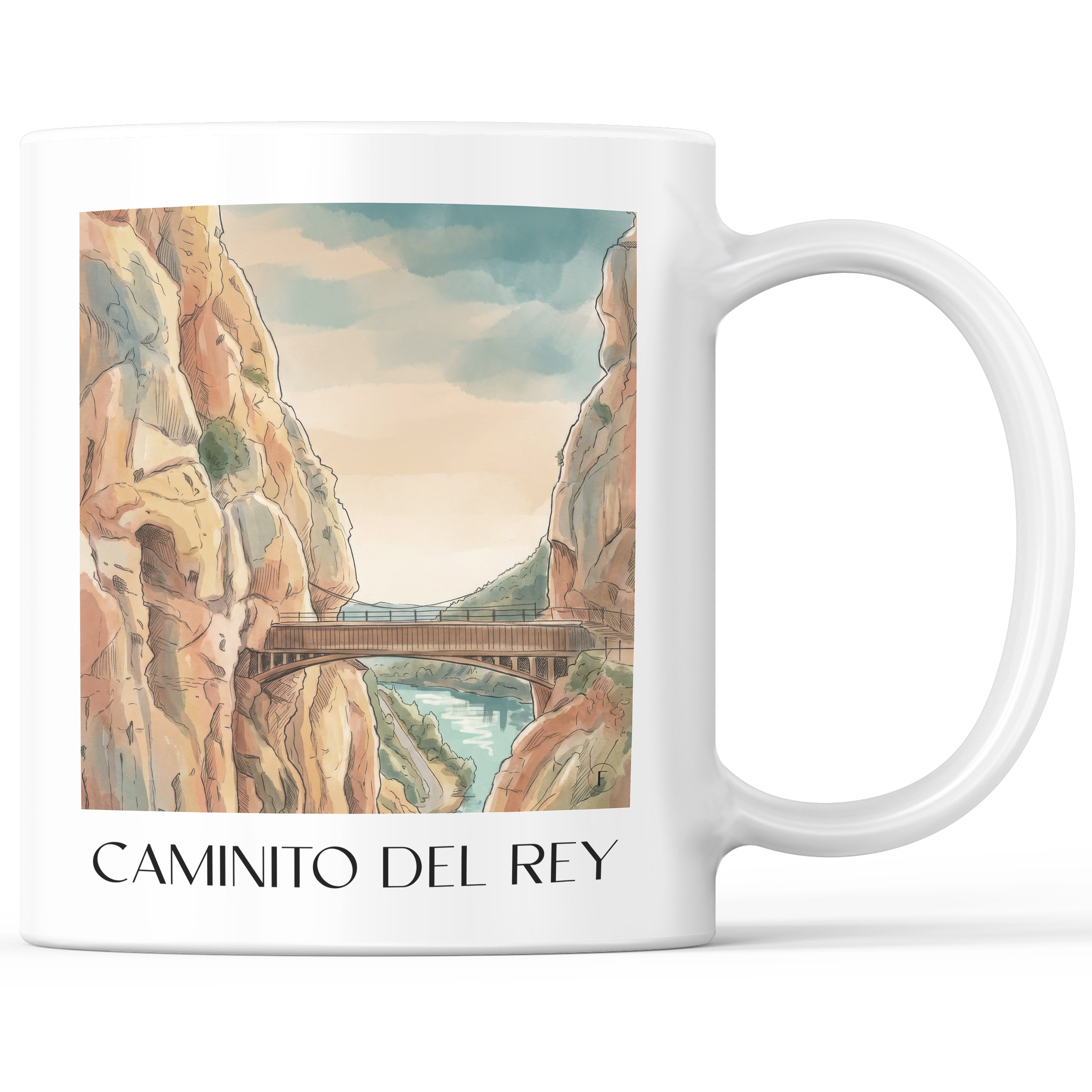 Caminito del Rey Kaffeebecher - Spanien - Spanien Becher - Kaffeetasse im Aquarell Stil - favplace