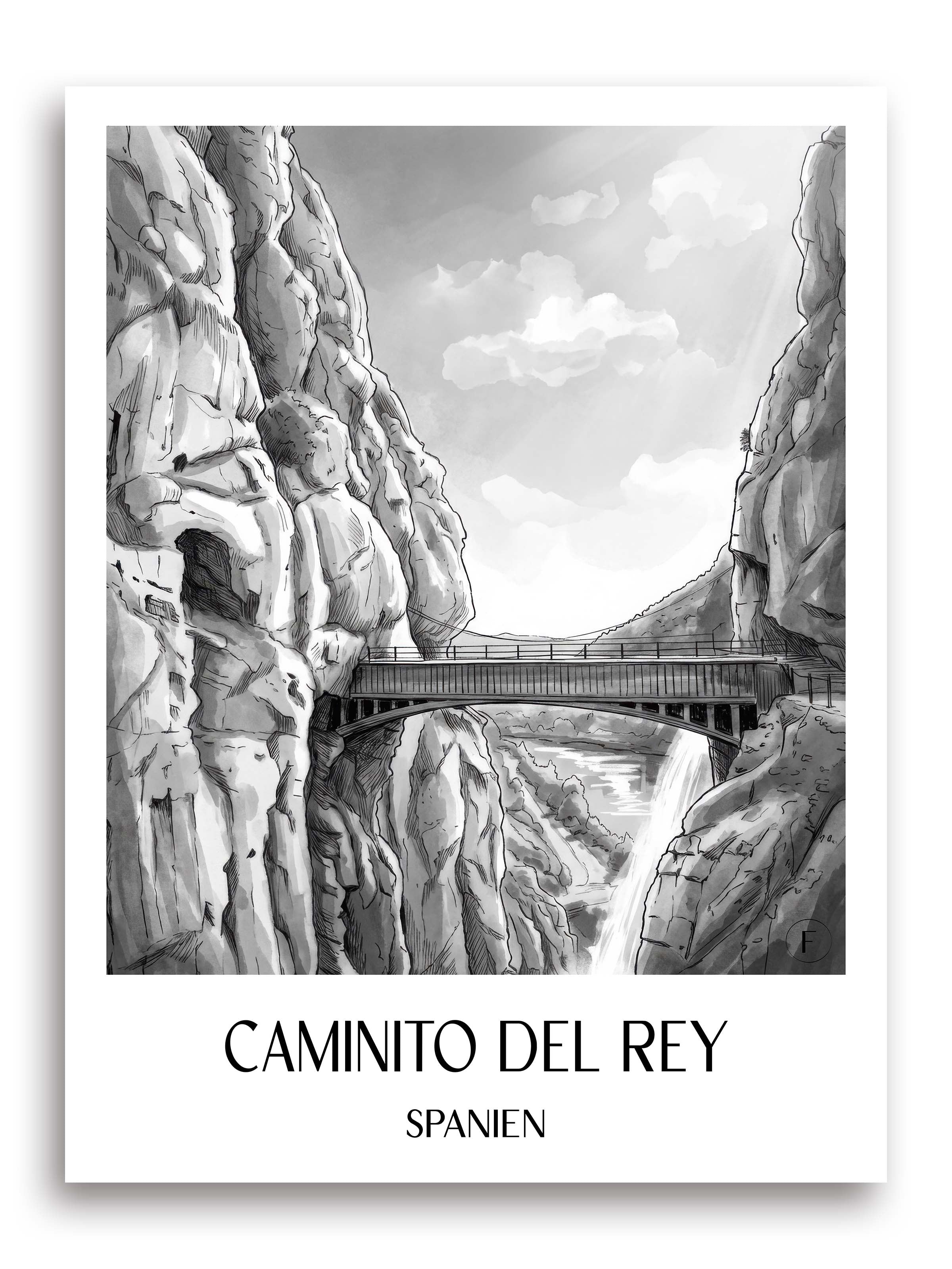 caminito-del-rey-spanien-spanien-poster-aquarell-schwarz-weiss