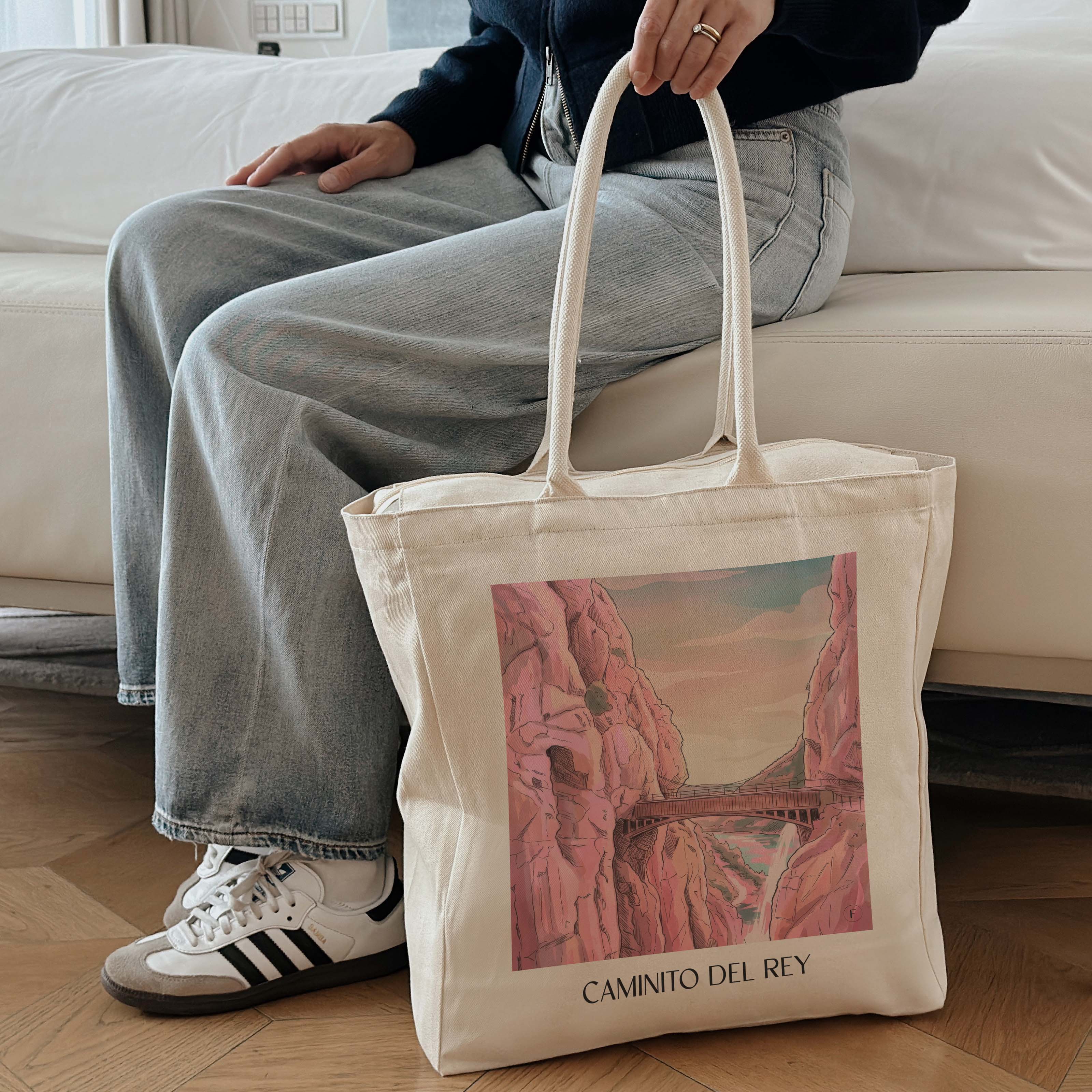 caminito-del-rey-spanien-spanien-einkaufstasche-aquarell-pink-rosa
