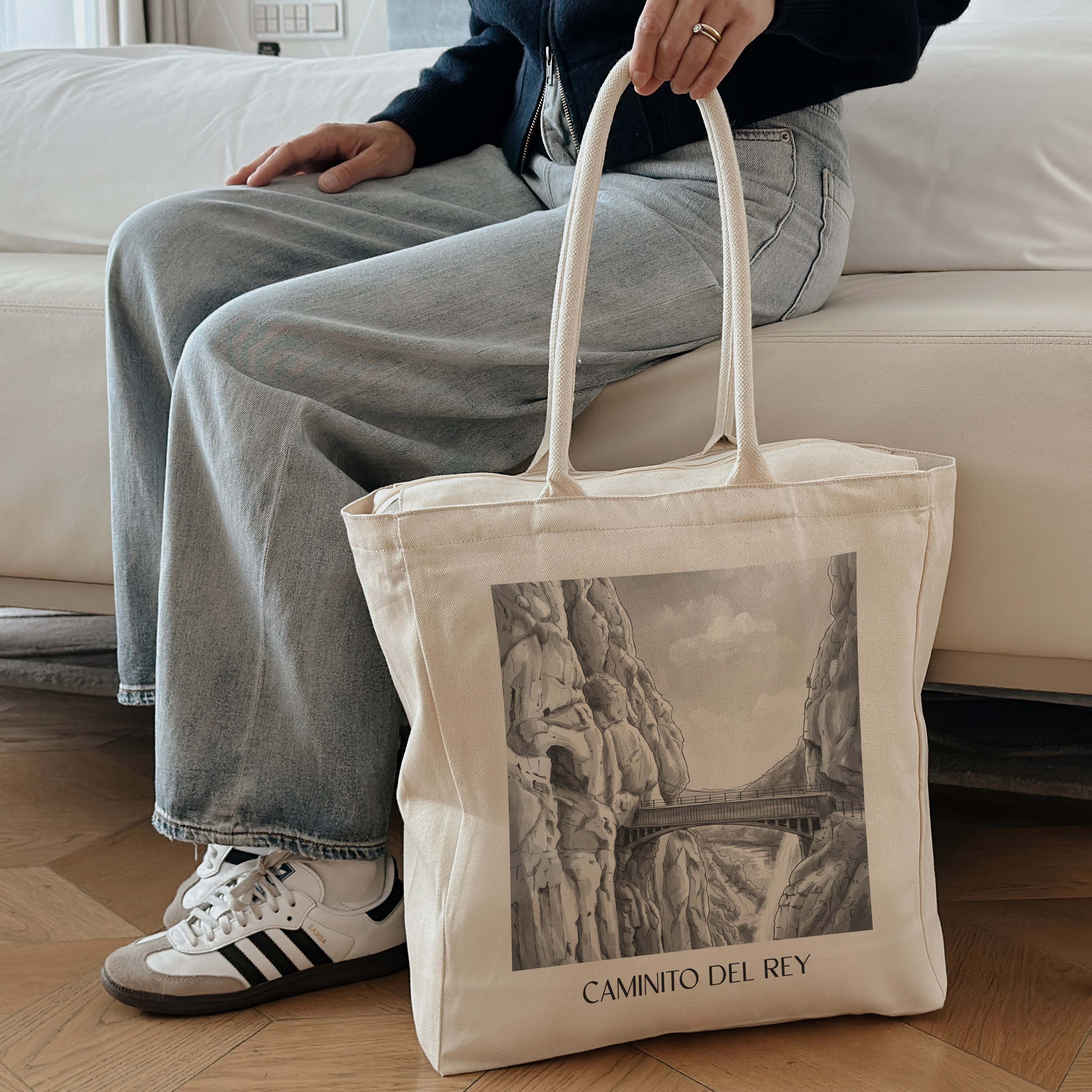 caminito-del-rey-spanien-spanien-einkaufstasche-aquarell-schwarz-weiss