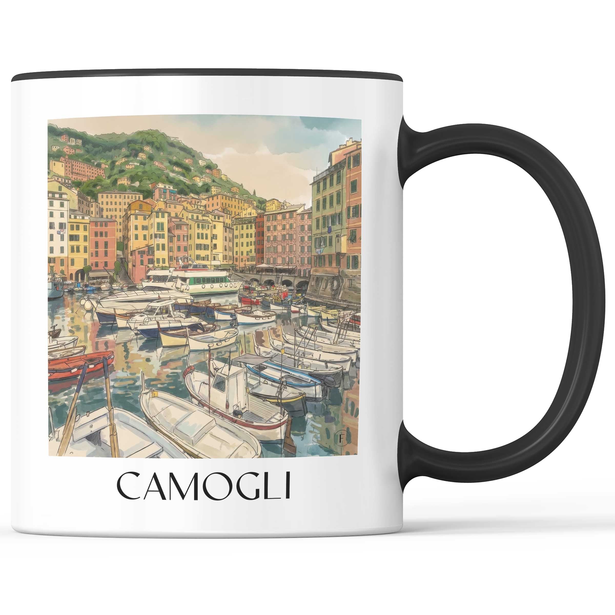 Camogli Kaffeebecher - Ligurien - Italien Becher - Kaffeetasse im Aquarell Stil - favplace