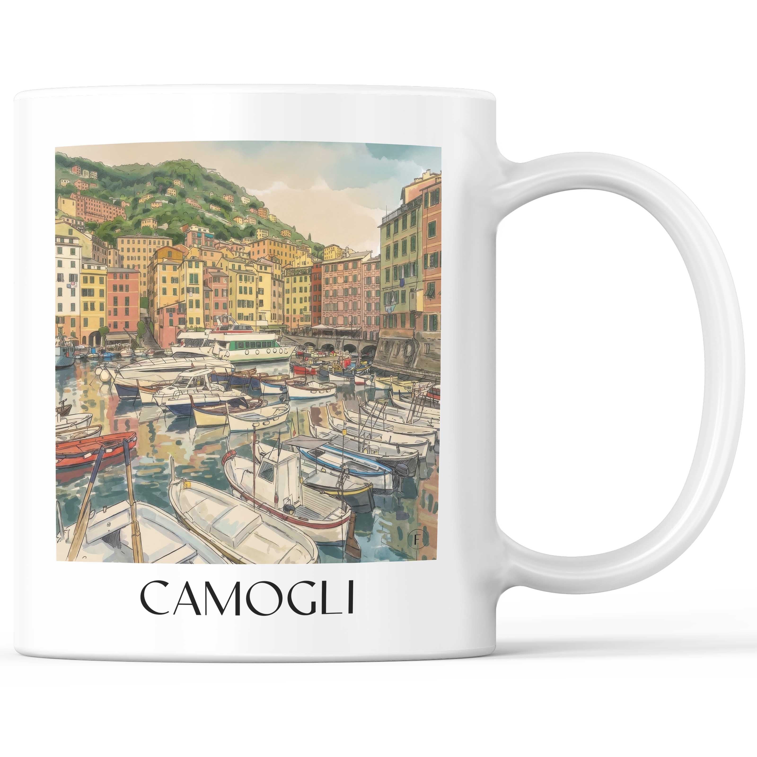 Camogli Kaffeebecher - Ligurien - Italien Becher - Kaffeetasse im Aquarell Stil - favplace