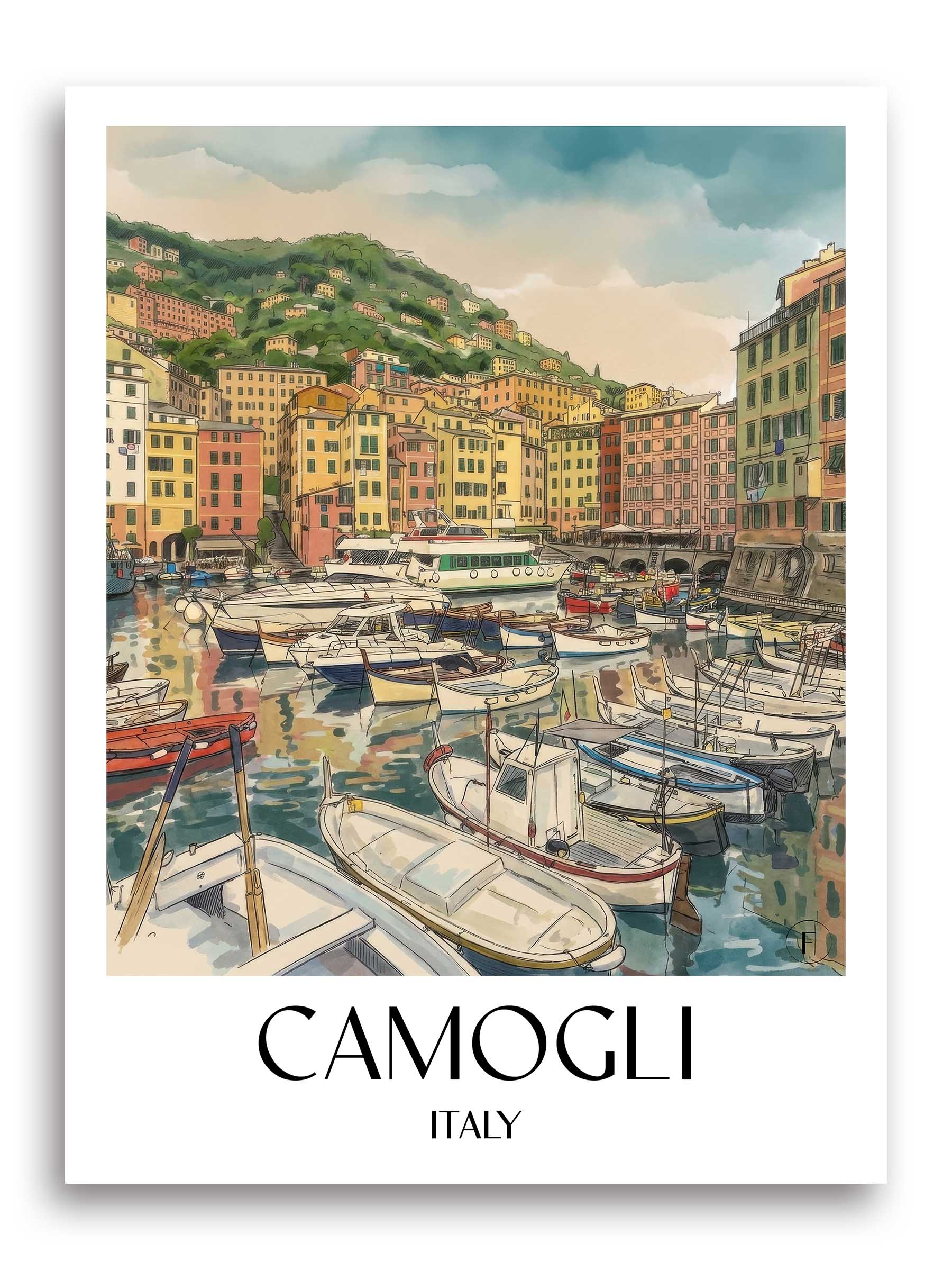 Camogli Poster - Ligurien - Italien Kunstdruck - Aquarell von A4 bis A1 - favplace