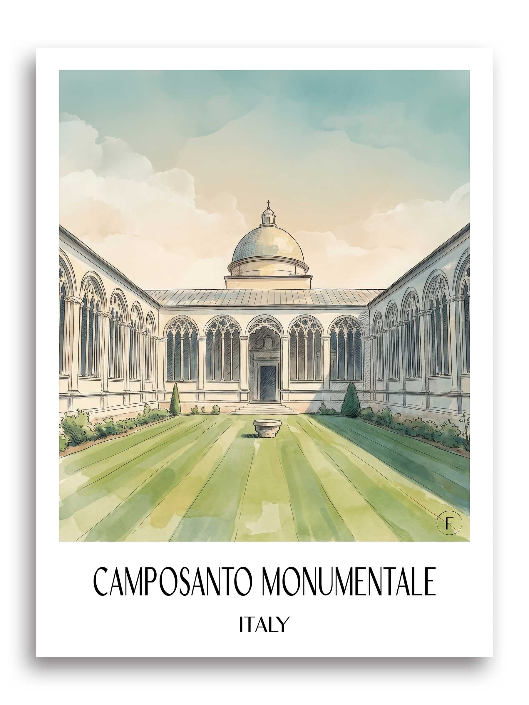 Camposanto Monumentale Poster - Pisa - Italien Kunstdruck - Aquarell von A4 bis A1 - favplace