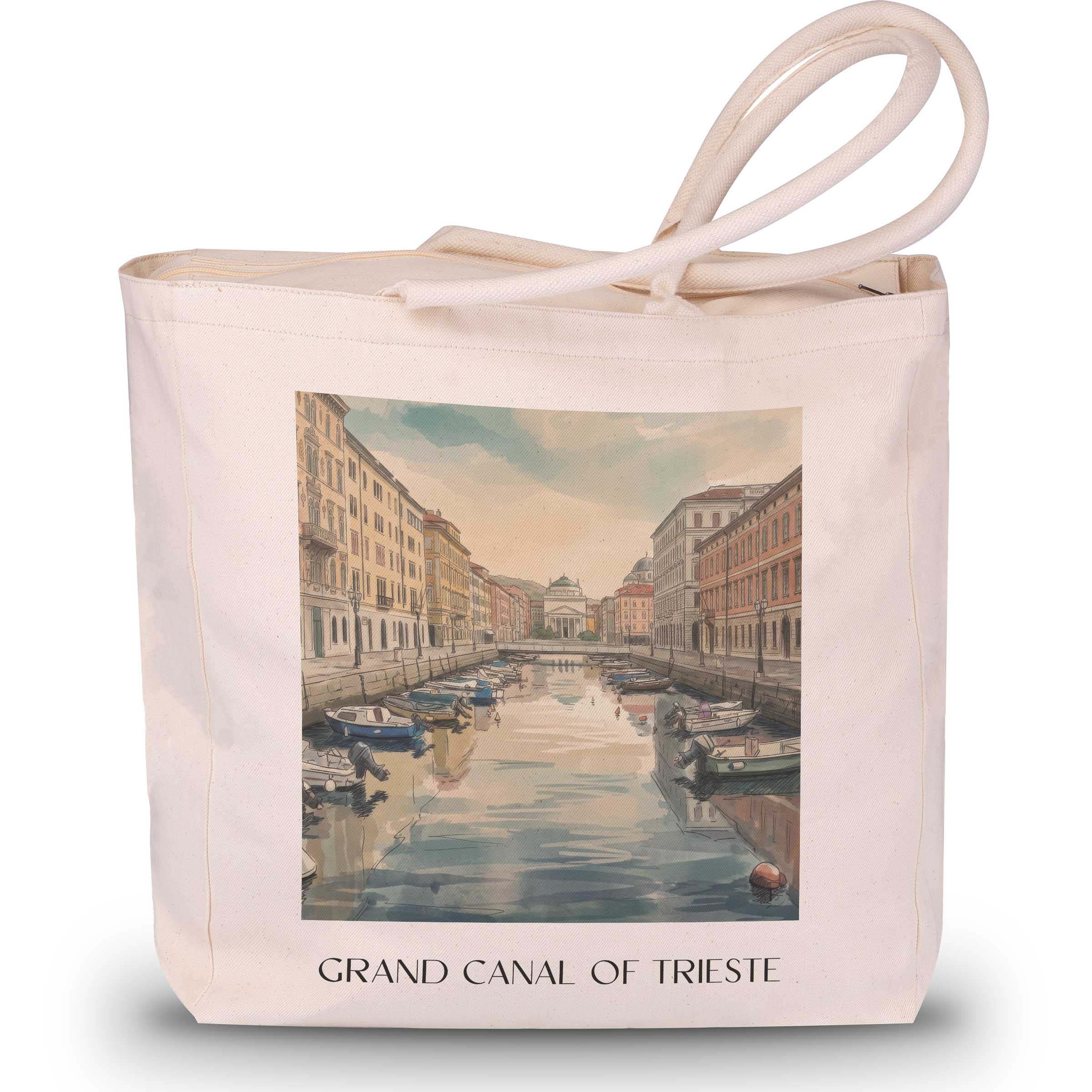 Canal Grande di Trieste Shopping Tasche - Italien - Italien Tote Bag - Einkaufstasche im Aquarell Stil - favplace