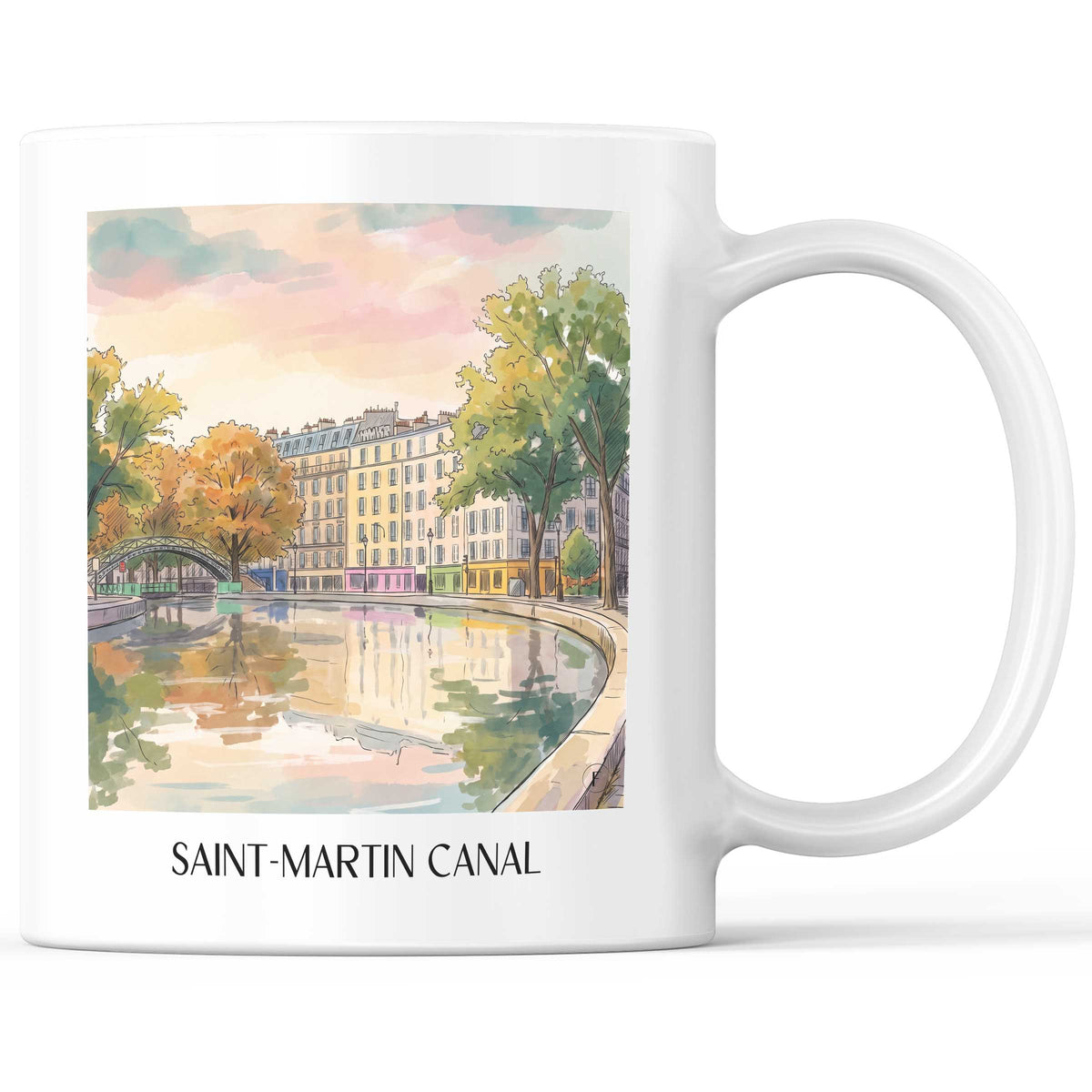 Canal Saint-Martin Kaffeebecher - Paris - Frankreich Becher - Kaffeetasse im Aquarell Stil - favplace