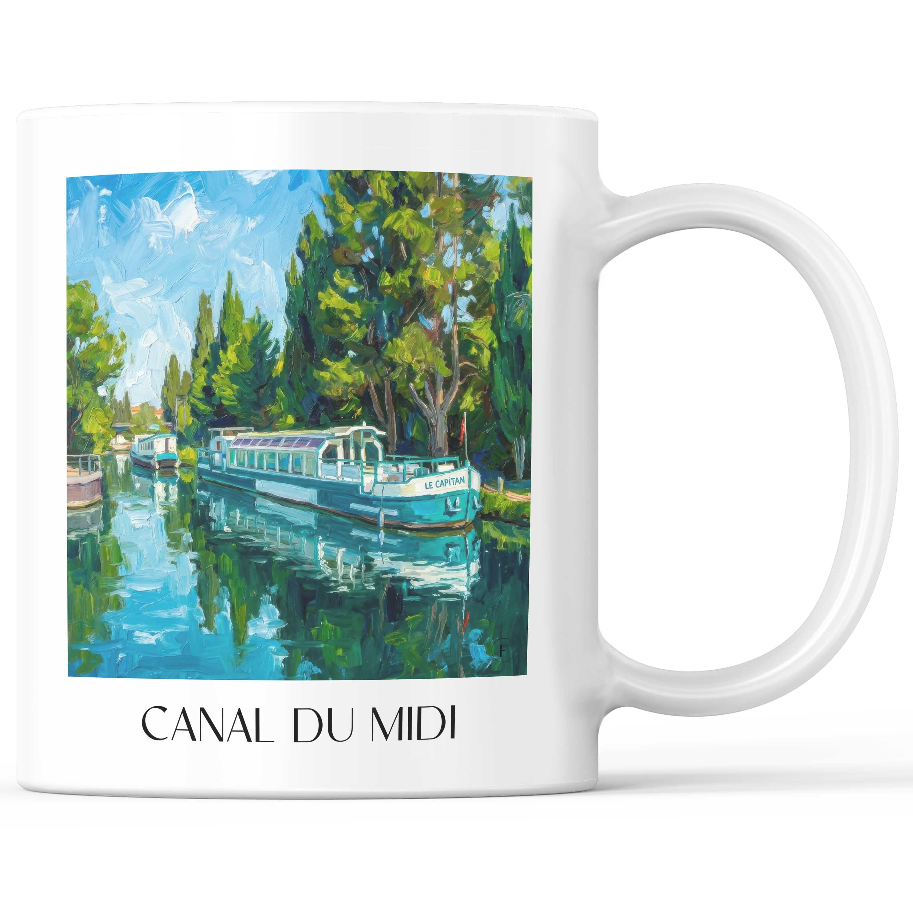 Canal du Midi Kaffeebecher - Okzitanien - Frankreich Becher - Kaffeetasse im Ölgemälde Stil - favplace