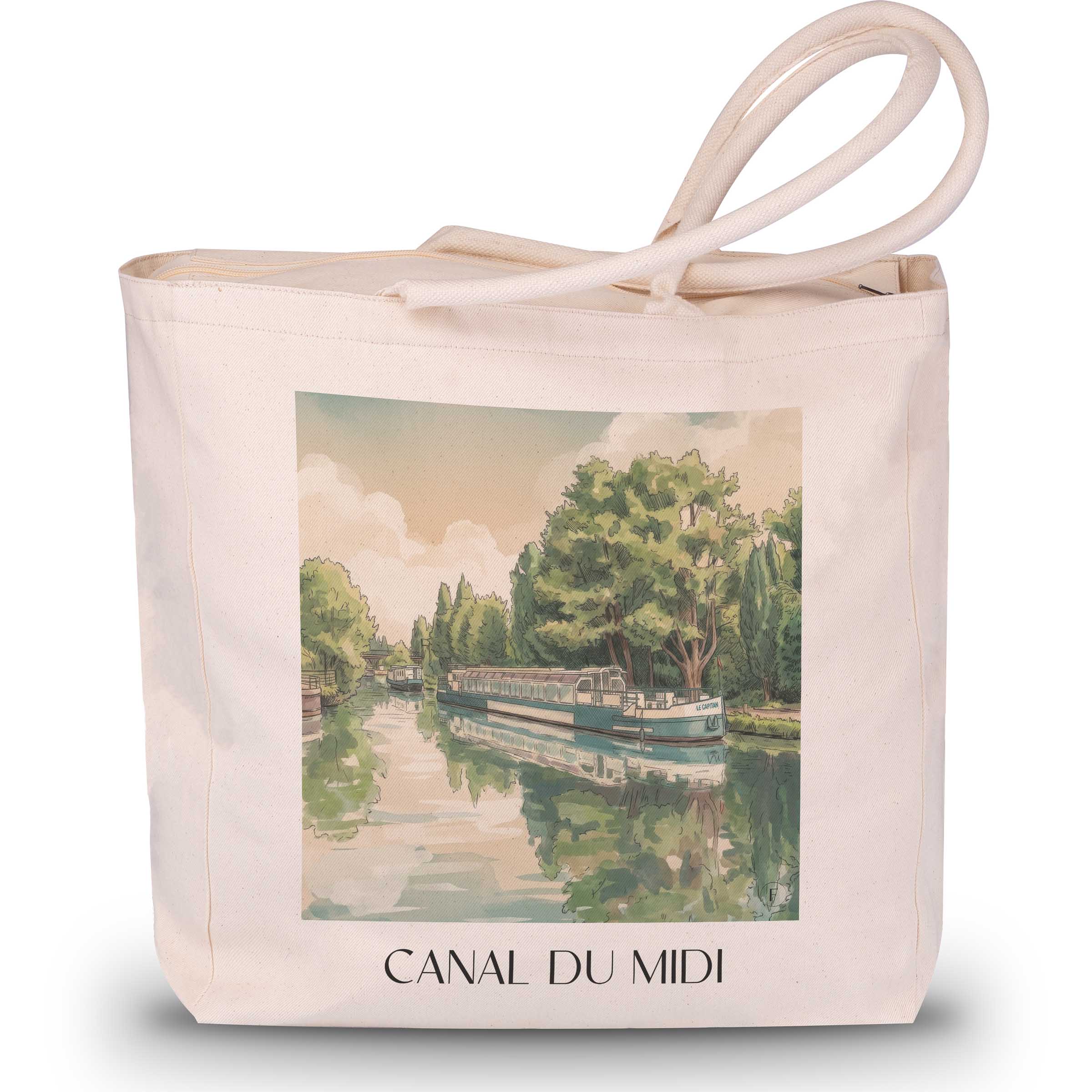 canal-du-midi-okzitanien-frankreich-einkaufstasche-aquarell