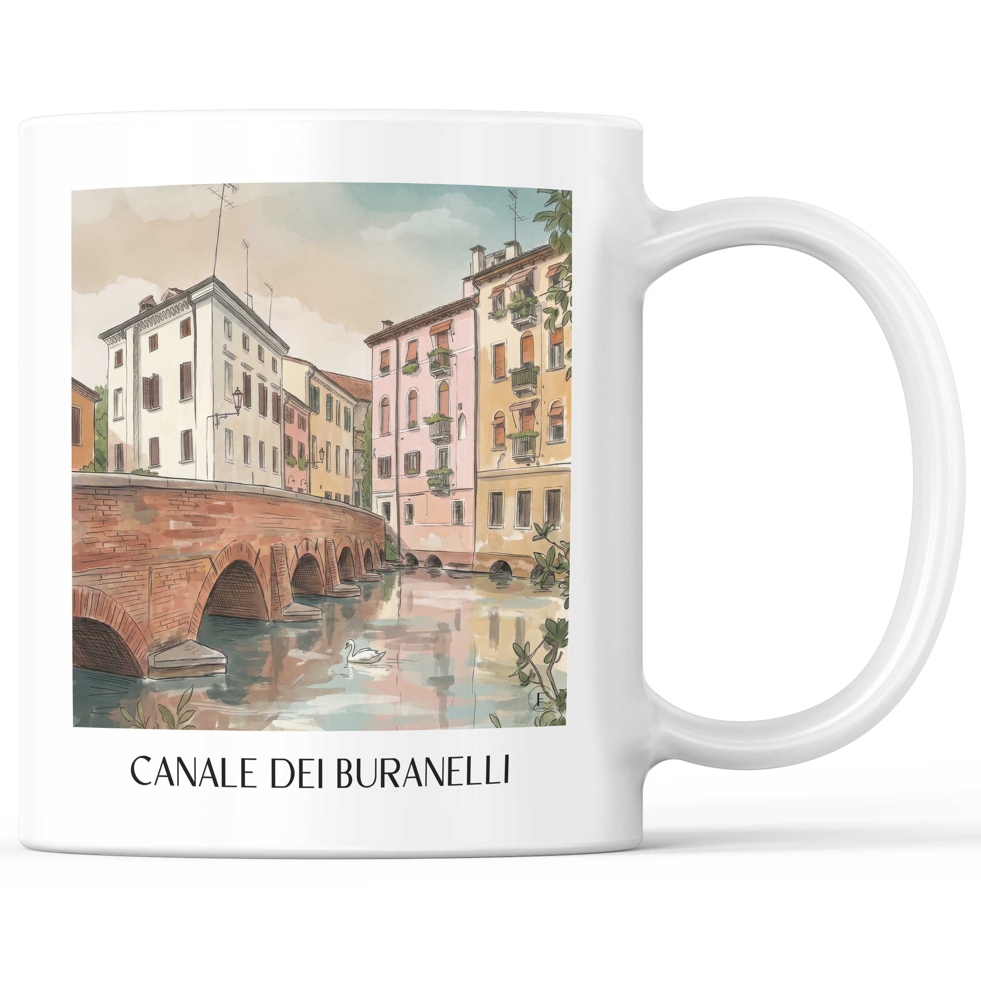 Canale dei Buranelli Kaffeebecher - Treviso - Italien Becher - Kaffeetasse im Aquarell Stil - favplace