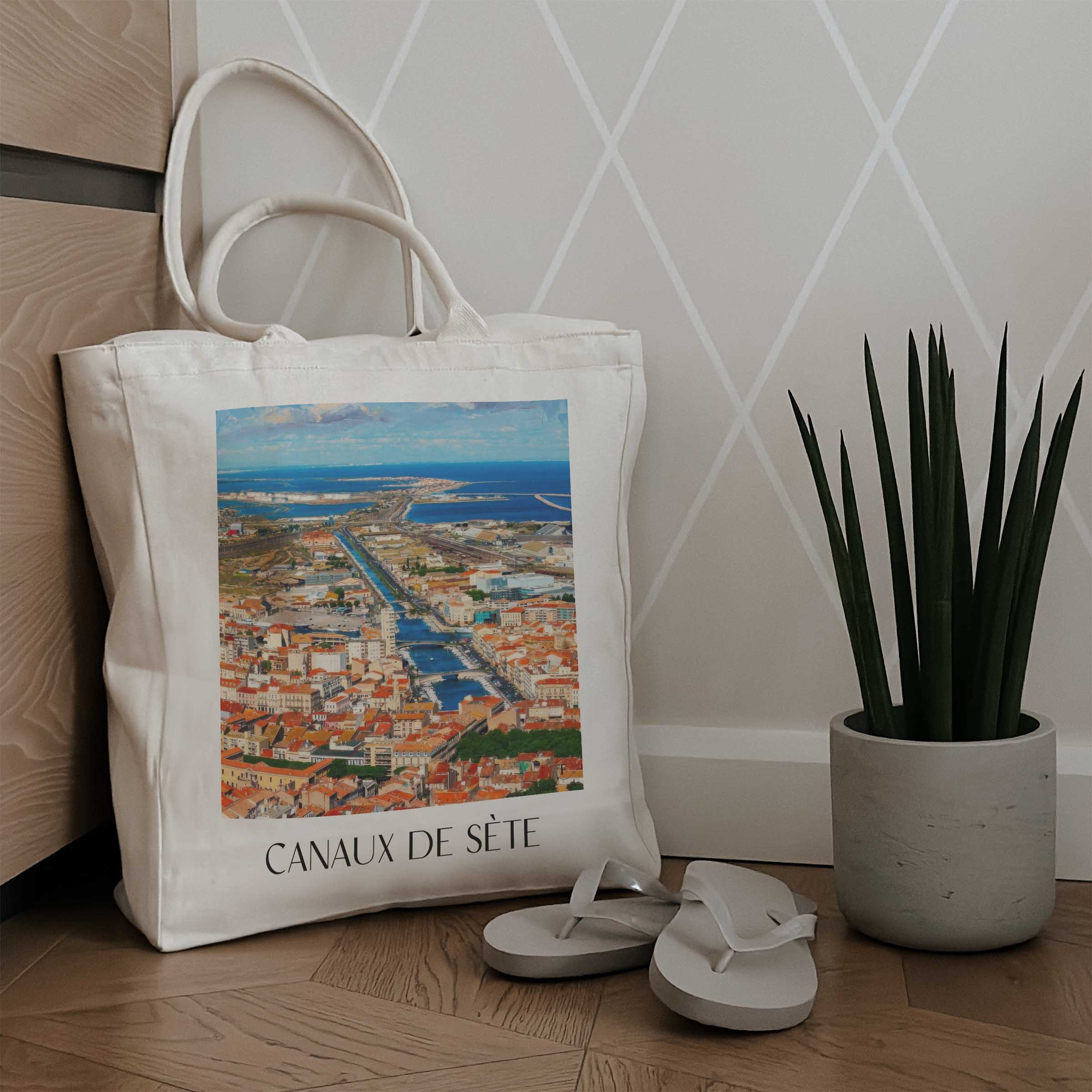 canaux-de-sète--okzitanien-frankreich-einkaufstasche-oil-painting-oelgemaelde