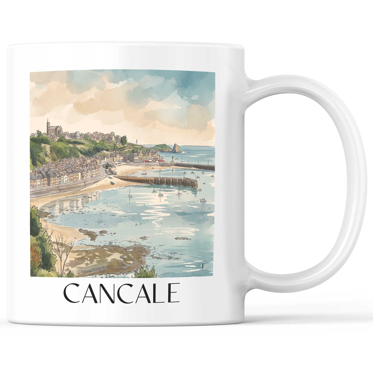 Cancale Kaffeebecher - Côte d'Émeraude - Frankreich Becher - Kaffeetasse im Aquarell Stil