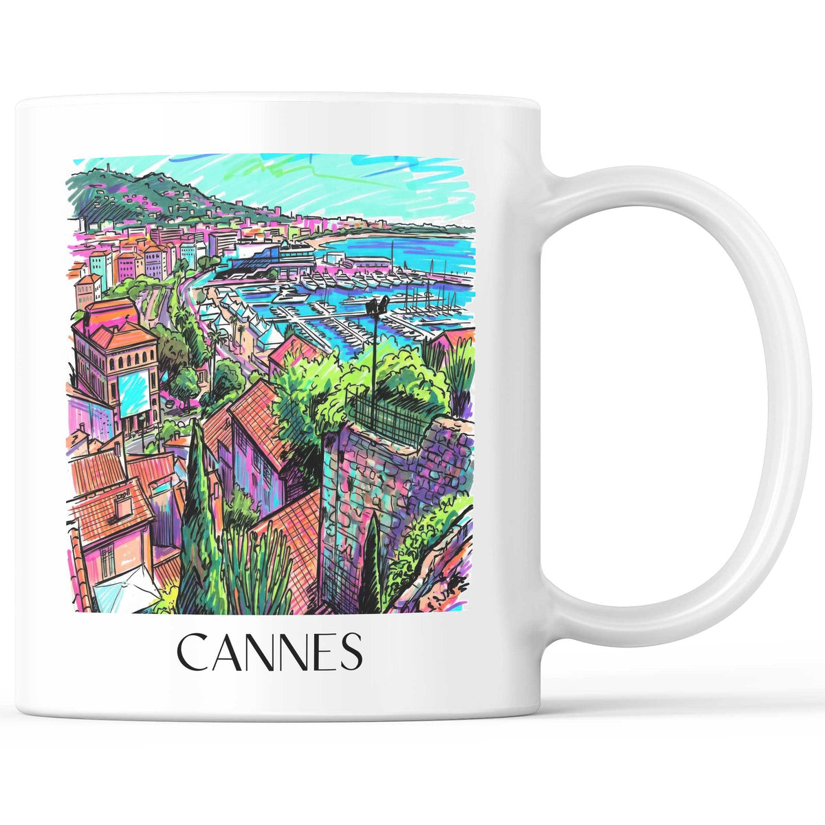 Cannes - Frankreich Becher - Kaffeetasse im Tag Graffiti Stil - favplace