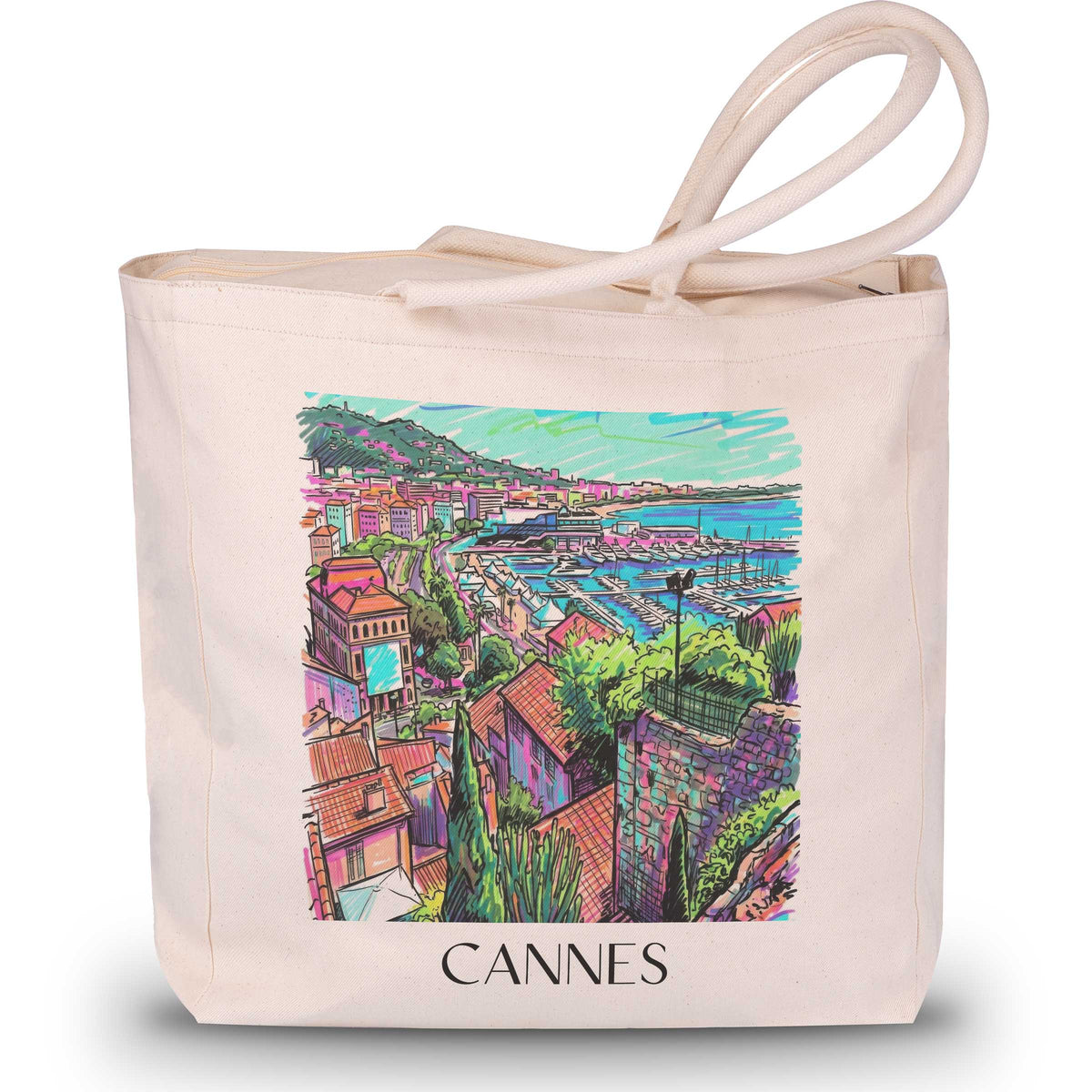 Cannes - Frankreich Tote Bag - Einkaufstasche im Tag Graffiti Stil - favplace
