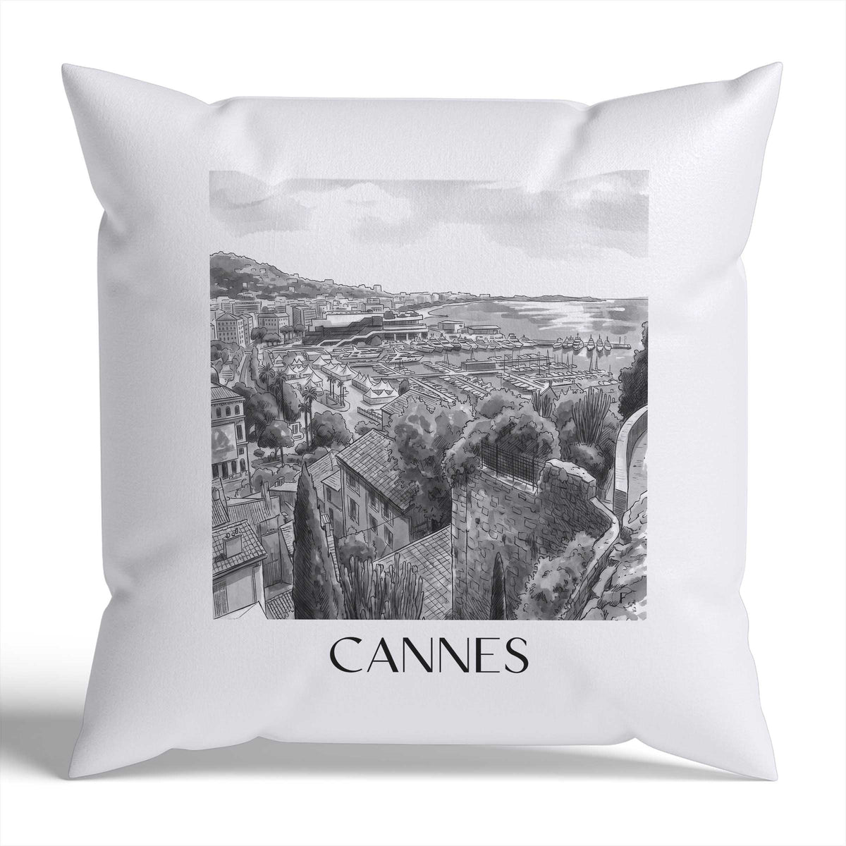 cannes-frankreich-frankreich-kissenbezug-aquarell-schwarz-weiss