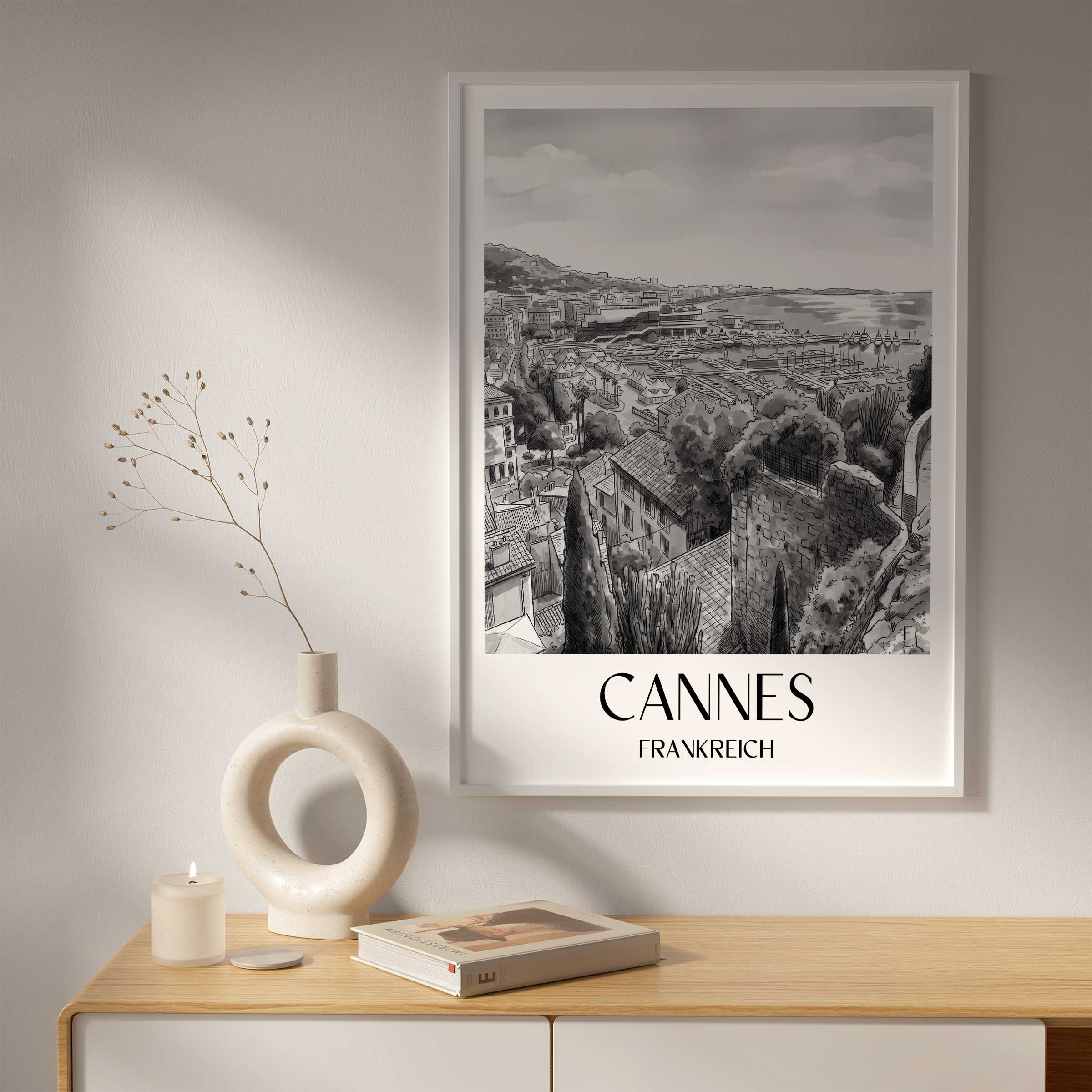 cannes-frankreich-poster-aquarell-schwarz-weiss