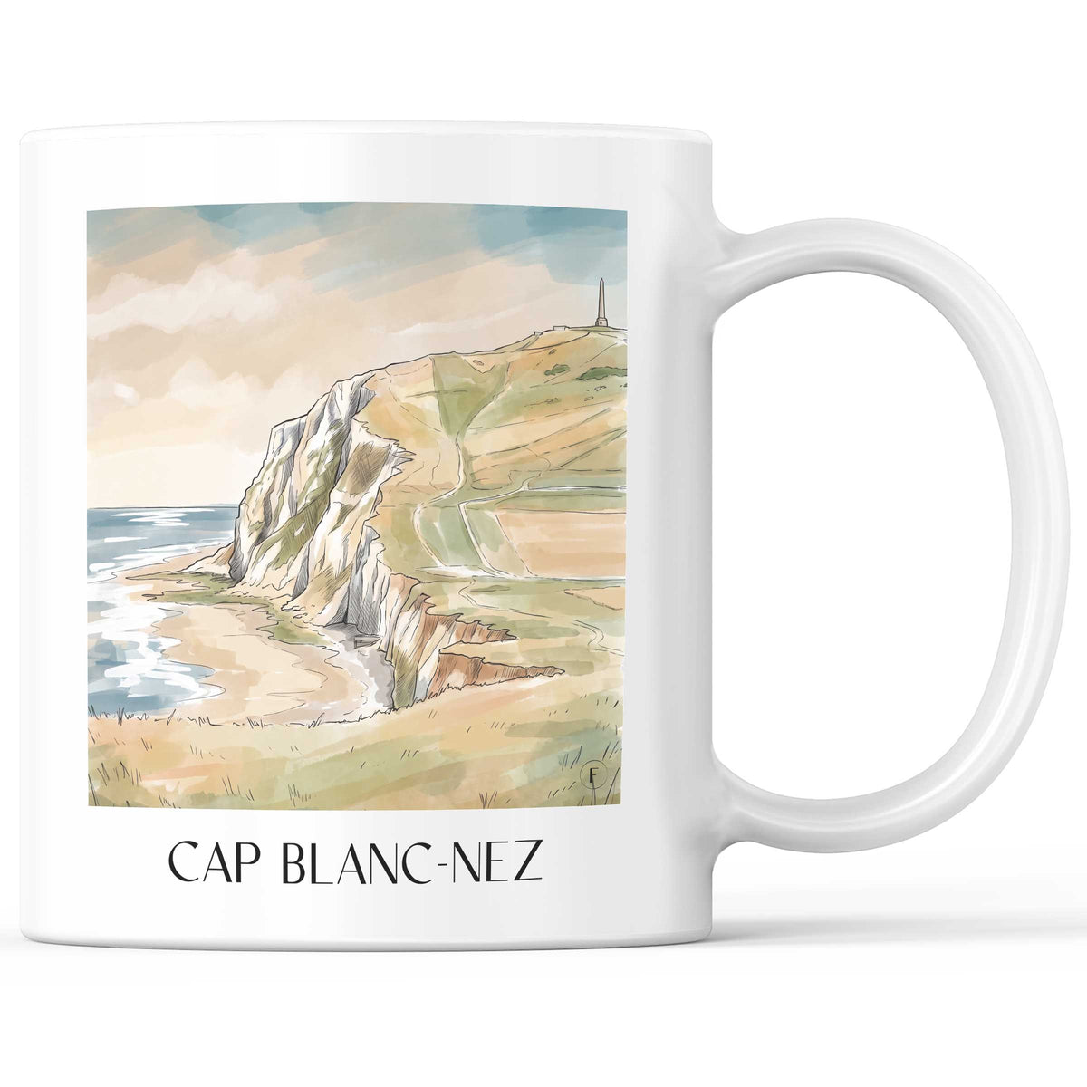 Cap Blanc-Nez Kaffeebecher - Côte d'Opale - Frankreich Becher - Kaffeetasse im Aquarell Stil - favplace