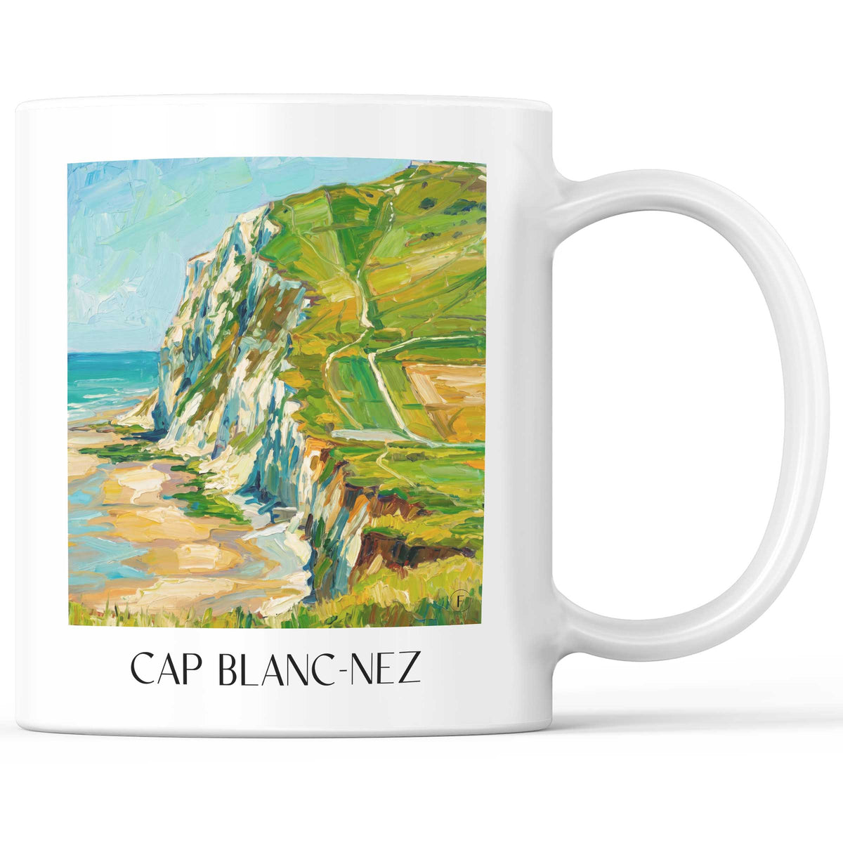 Cap Blanc-Nez Kaffeebecher - Côte d'Opale - Frankreich Becher - Kaffeetasse im Ölgemälde Stil - favplace