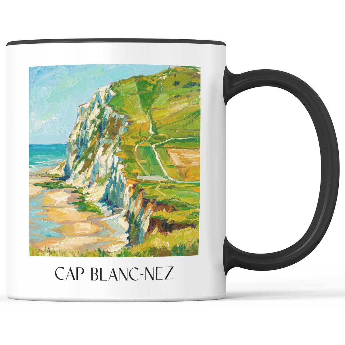 Cap Blanc-Nez Kaffeebecher - Côte d'Opale - Frankreich Becher - Kaffeetasse im Ölgemälde Stil - favplace